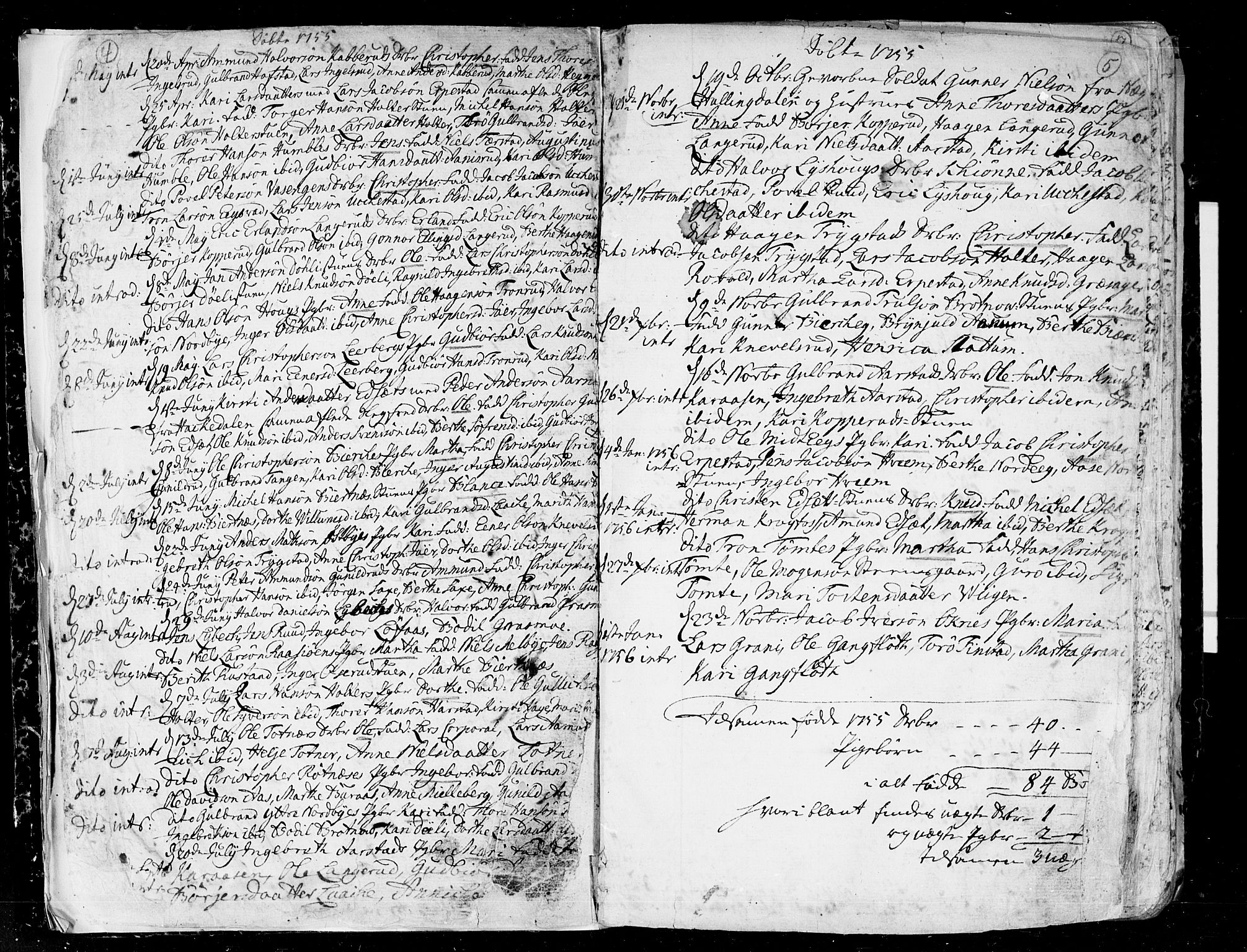 Nannestad prestekontor Kirkebøker, SAO/A-10414a/F/Fa/L0007: Parish register (official) no. I 7, 1754-1791, p. 4-5