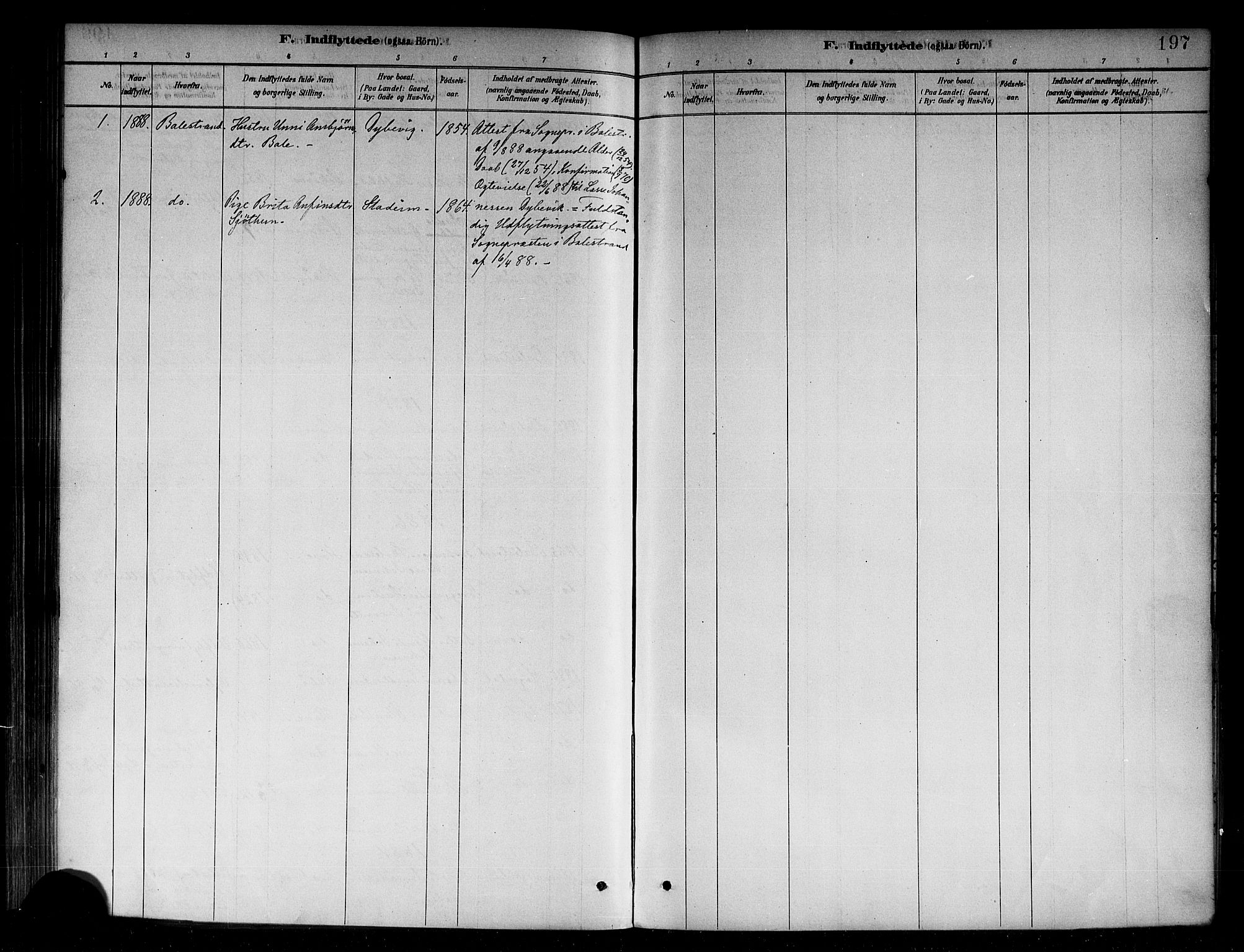 Vik sokneprestembete, SAB/A-81501: Parish register (official) no. B 1, 1878-1890, p. 197