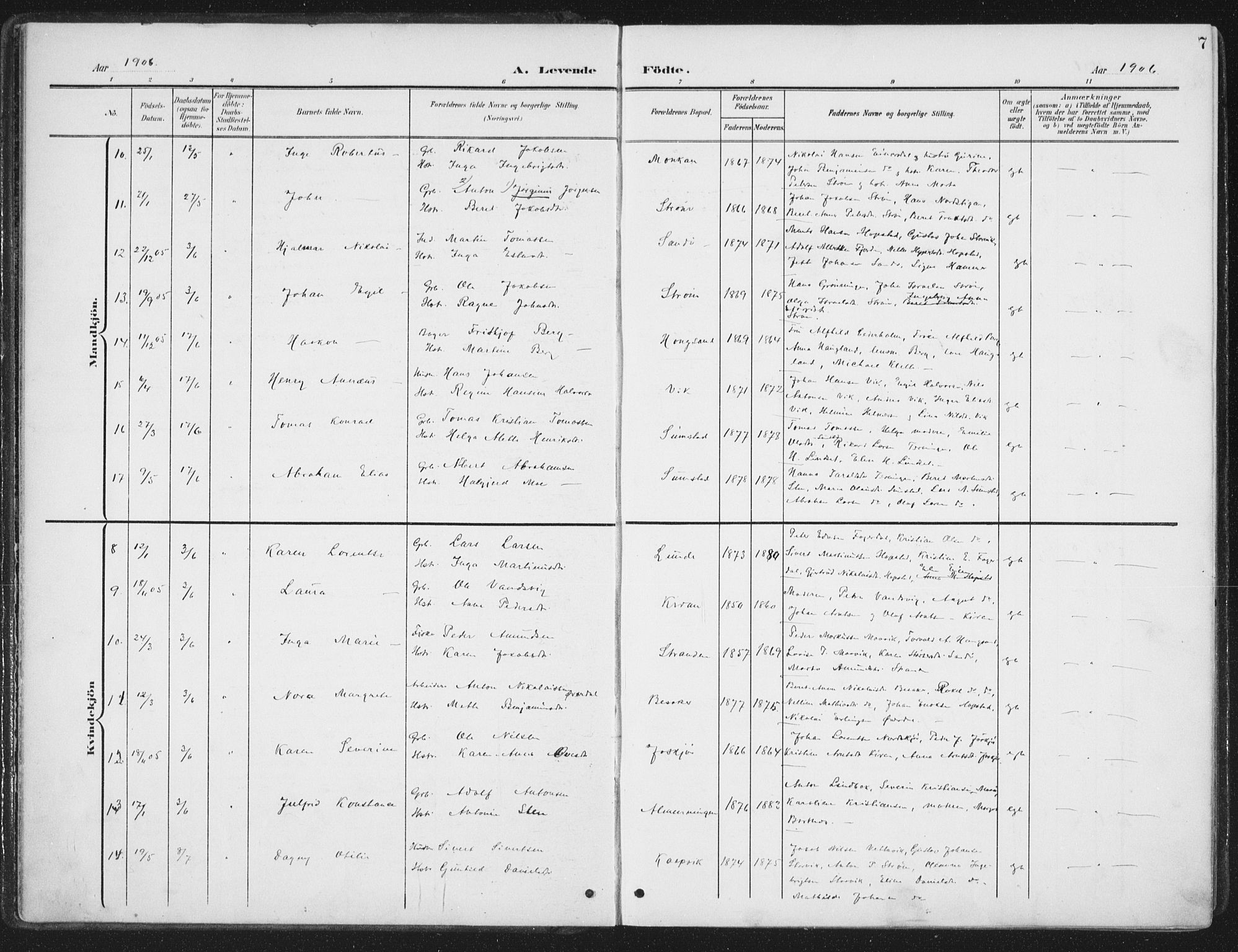 Ministerialprotokoller, klokkerbøker og fødselsregistre - Sør-Trøndelag, SAT/A-1456/657/L0709: Parish register (official) no. 657A10, 1905-1919, p. 7