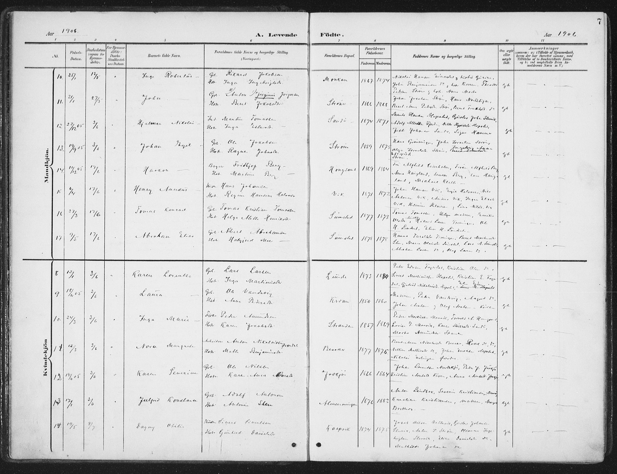 Ministerialprotokoller, klokkerbøker og fødselsregistre - Sør-Trøndelag, AV/SAT-A-1456/657/L0709: Parish register (official) no. 657A10, 1905-1919, p. 7