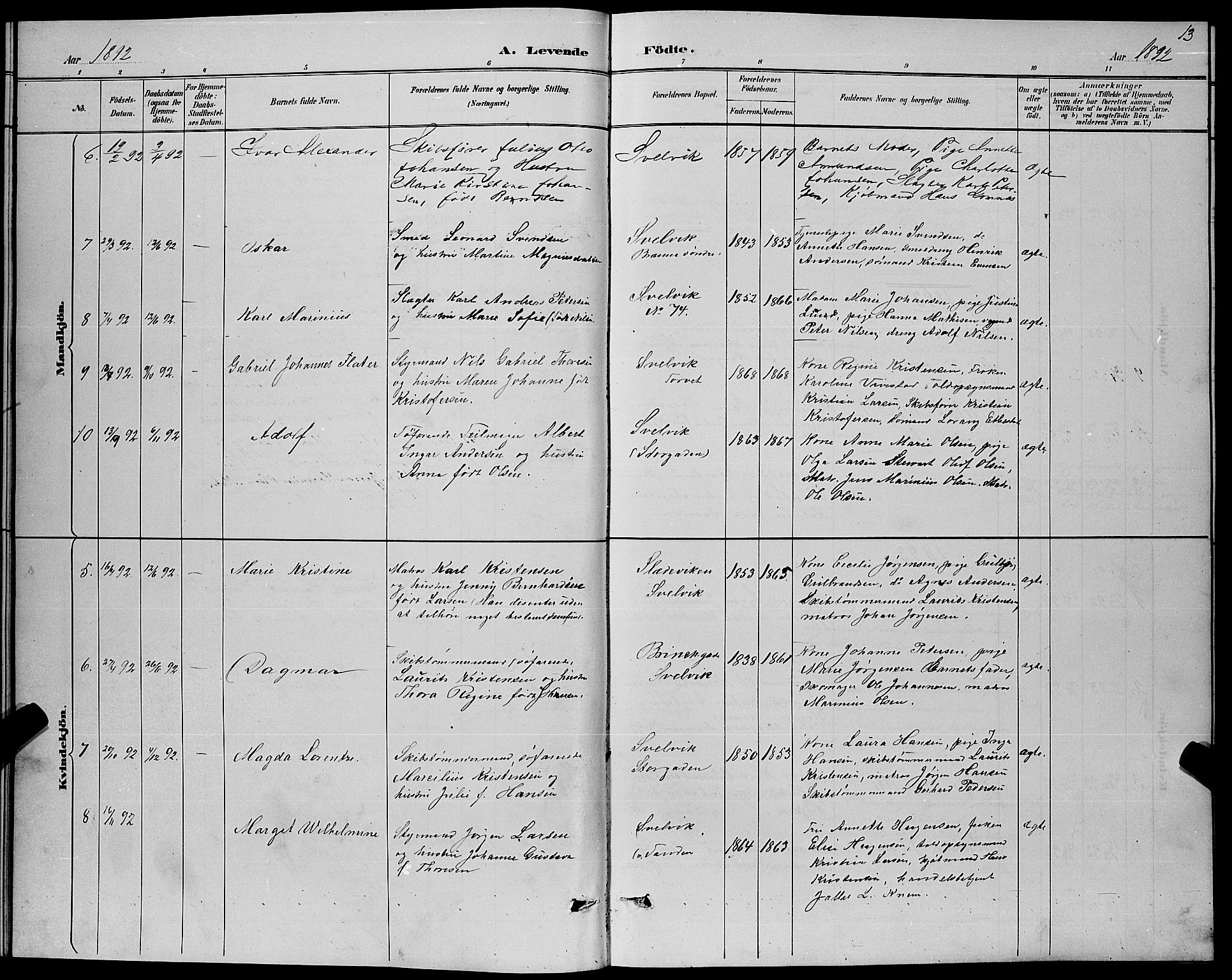 Strømm kirkebøker, AV/SAKO-A-322/G/Gb/L0001: Parish register (copy) no. II 1, 1889-1896, p. 13