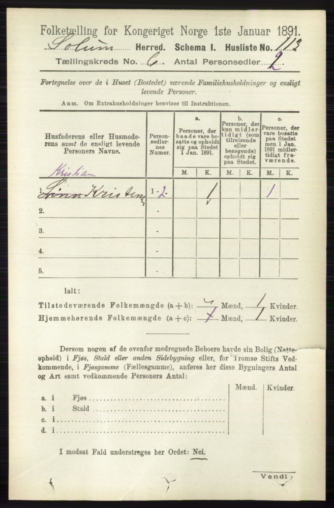 RA, 1891 census for 0818 Solum, 1891, p. 1178