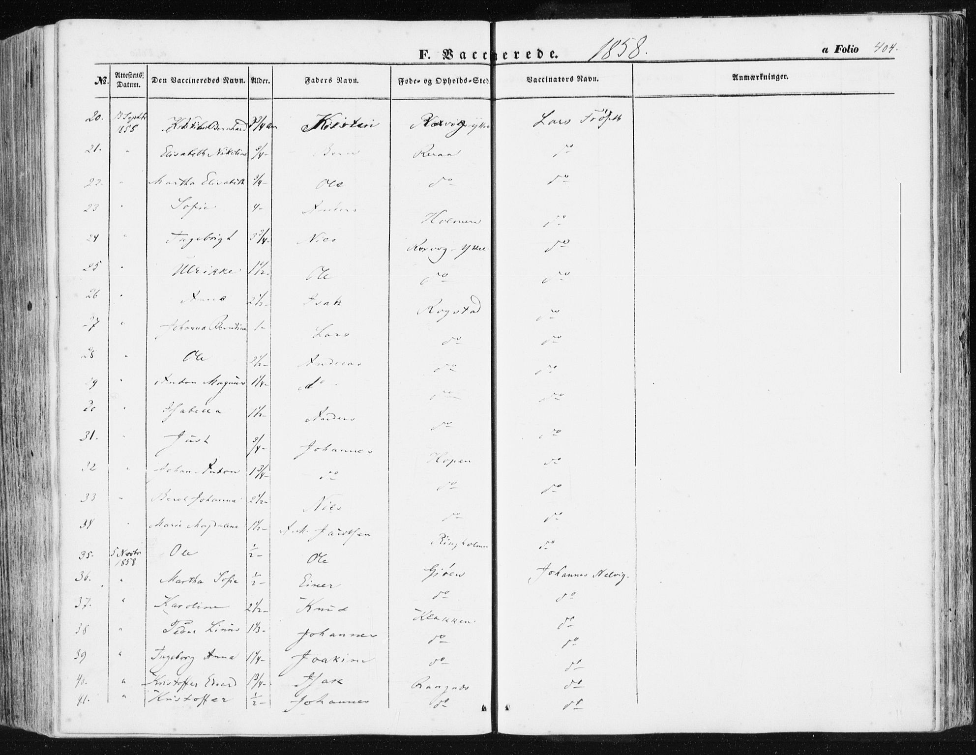 Ministerialprotokoller, klokkerbøker og fødselsregistre - Møre og Romsdal, AV/SAT-A-1454/581/L0937: Parish register (official) no. 581A05, 1853-1872, p. 404