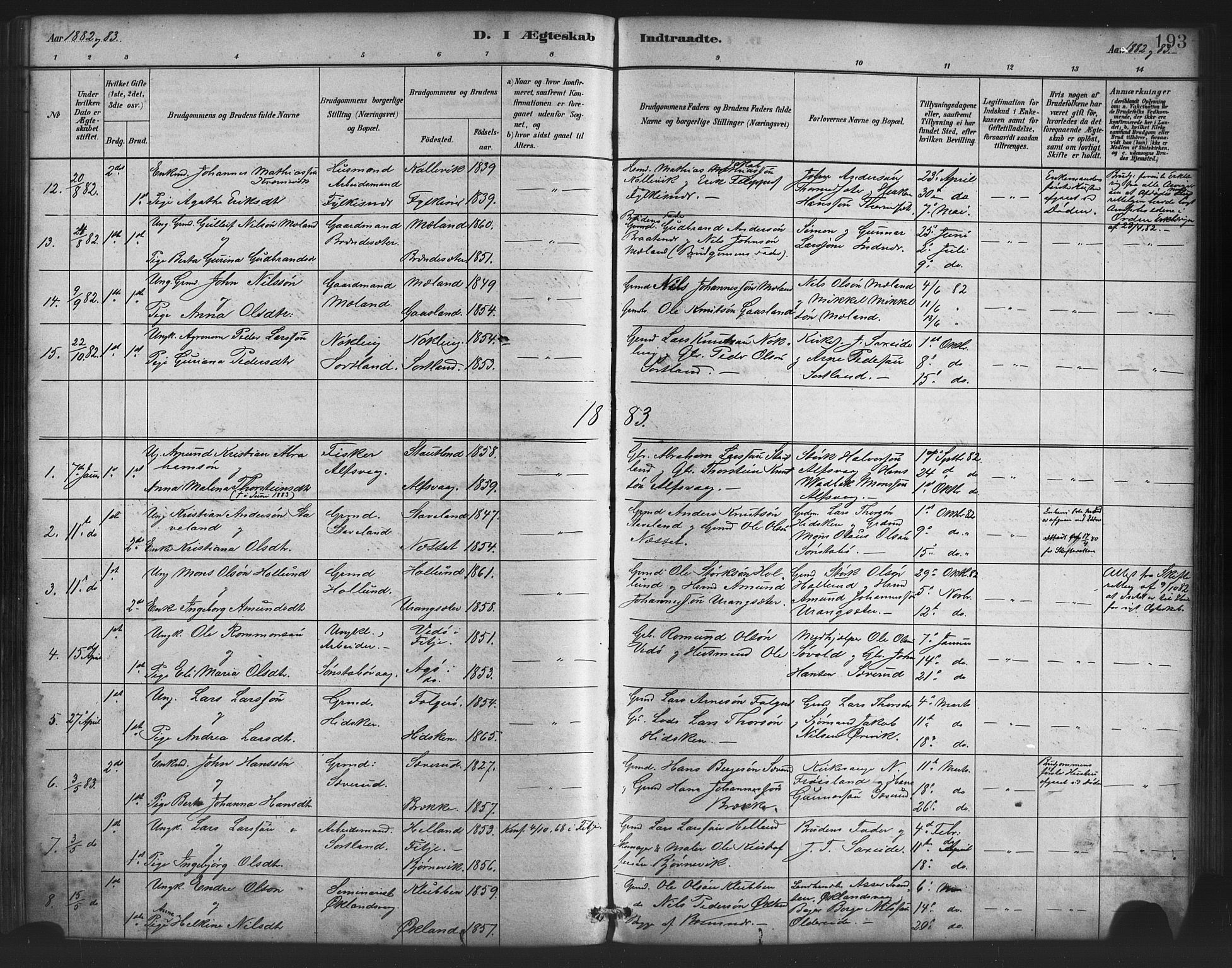 Finnås sokneprestembete, SAB/A-99925/H/Ha/Haa/Haac/L0001: Parish register (official) no. C 1, 1881-1894, p. 193