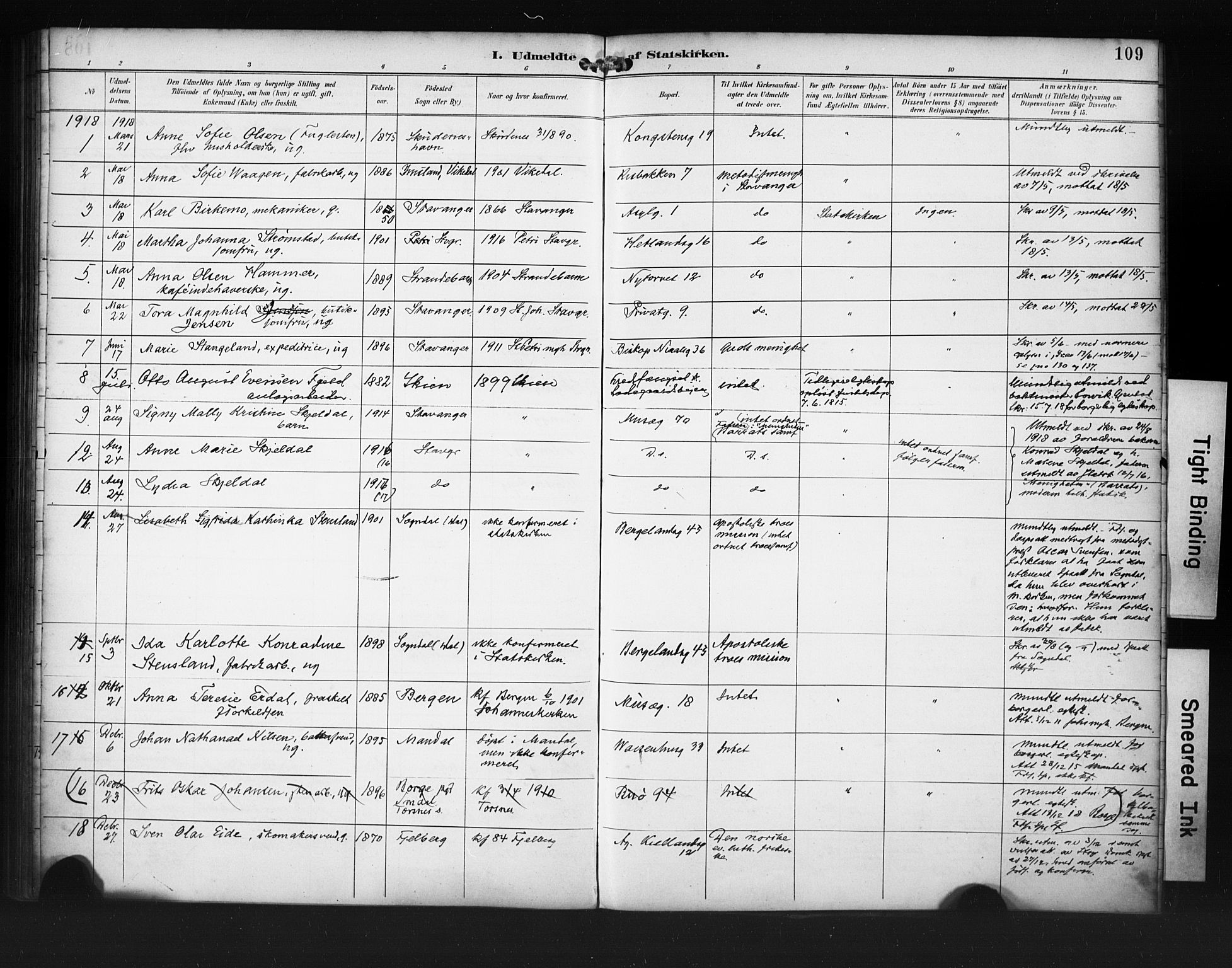 St. Petri sokneprestkontor, AV/SAST-A-101813/001/30/30BA/L0020: Parish register (official) no. A 18, 1893-1928, p. 109