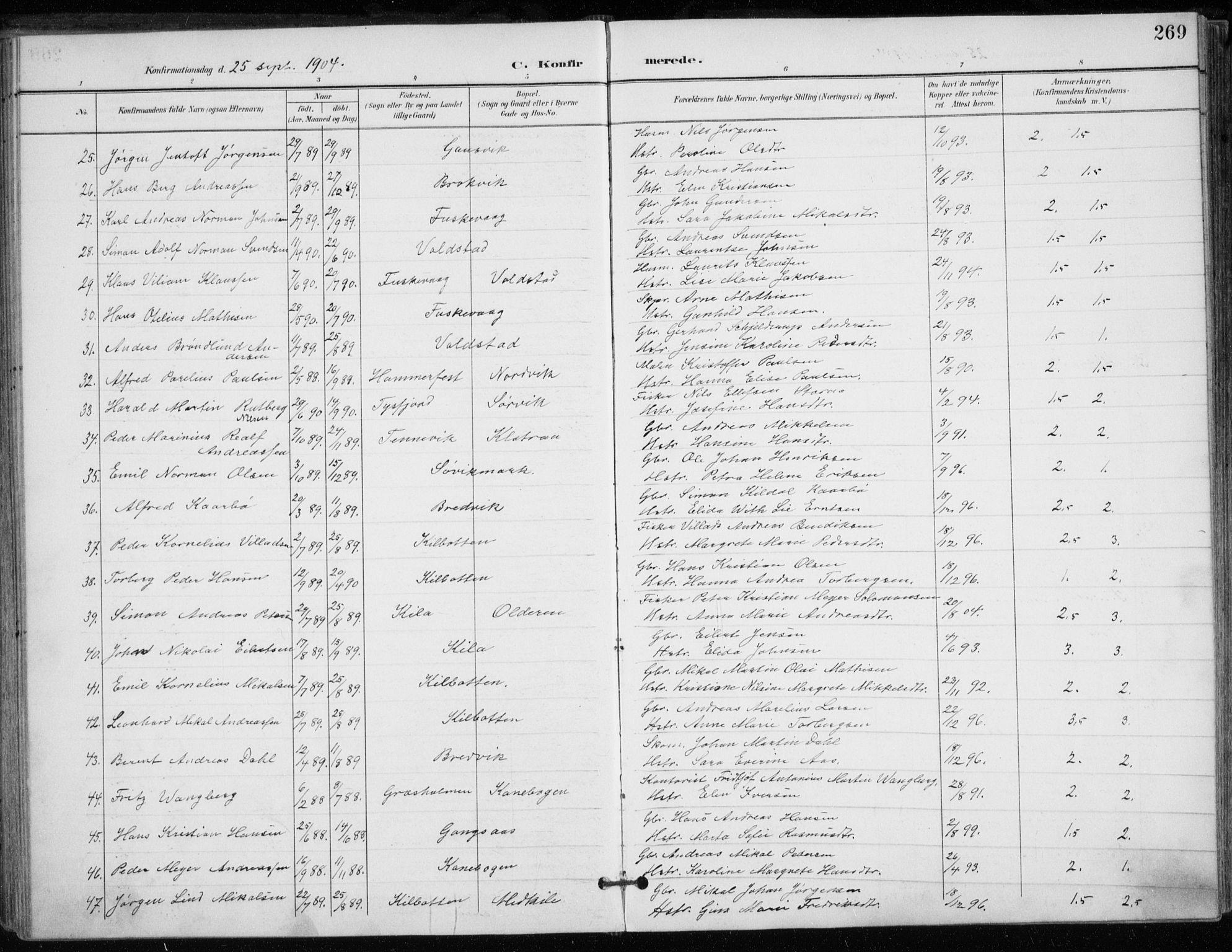 Trondenes sokneprestkontor, SATØ/S-1319/H/Ha/L0017kirke: Parish register (official) no. 17, 1899-1908, p. 269