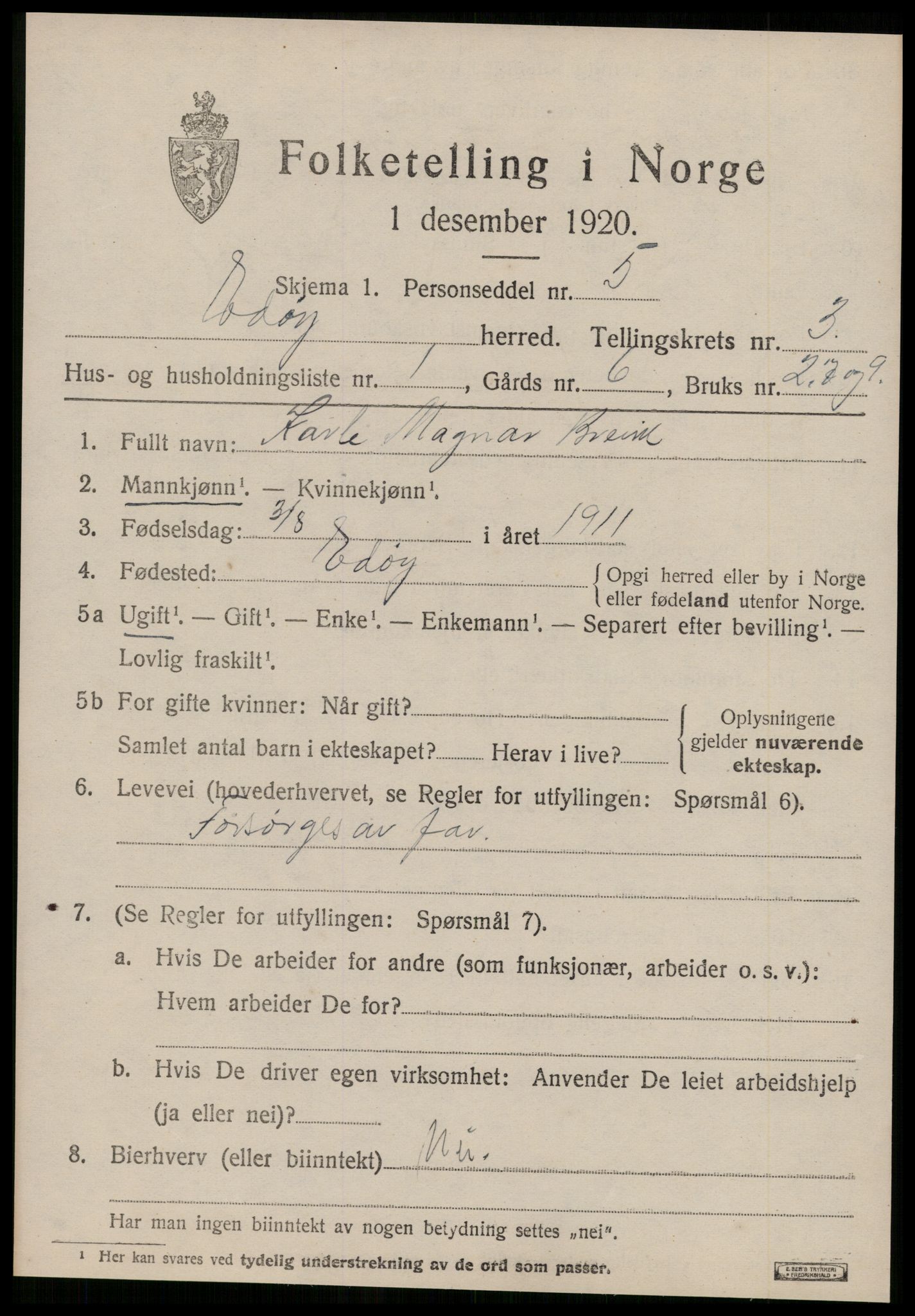 SAT, 1920 census for Edøy, 1920, p. 928