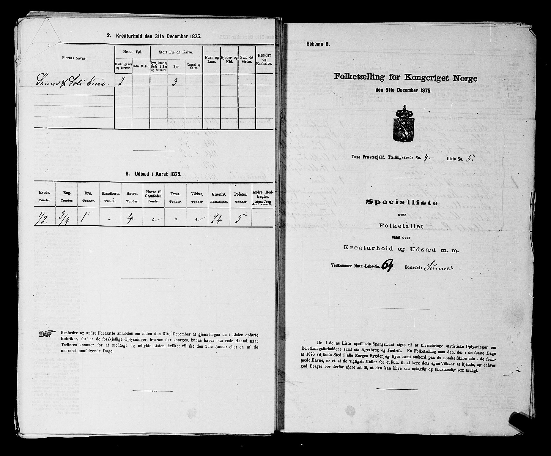 RA, 1875 census for 0130P Tune, 1875, p. 643