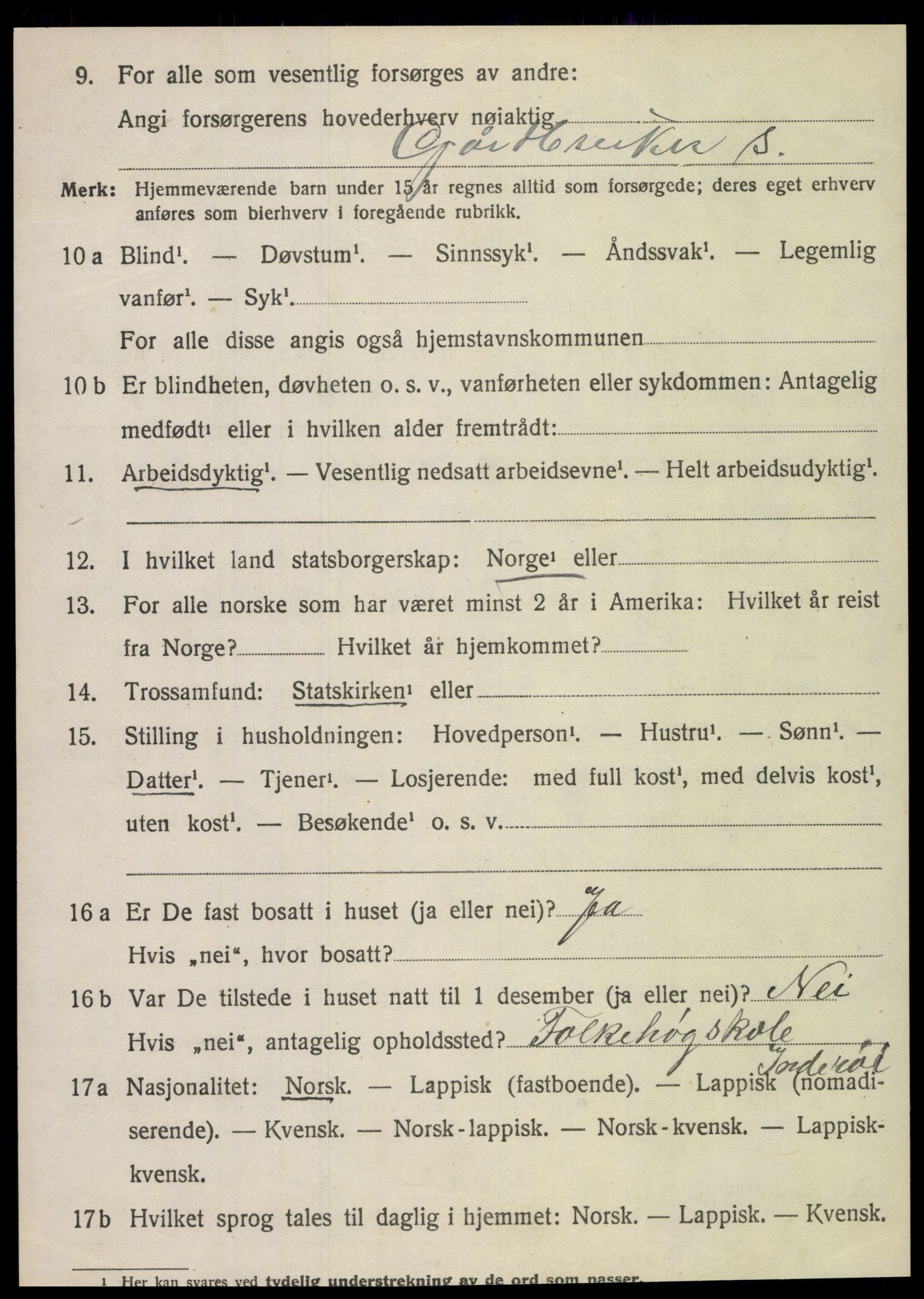 SAT, 1920 census for Sparbu, 1920, p. 2050