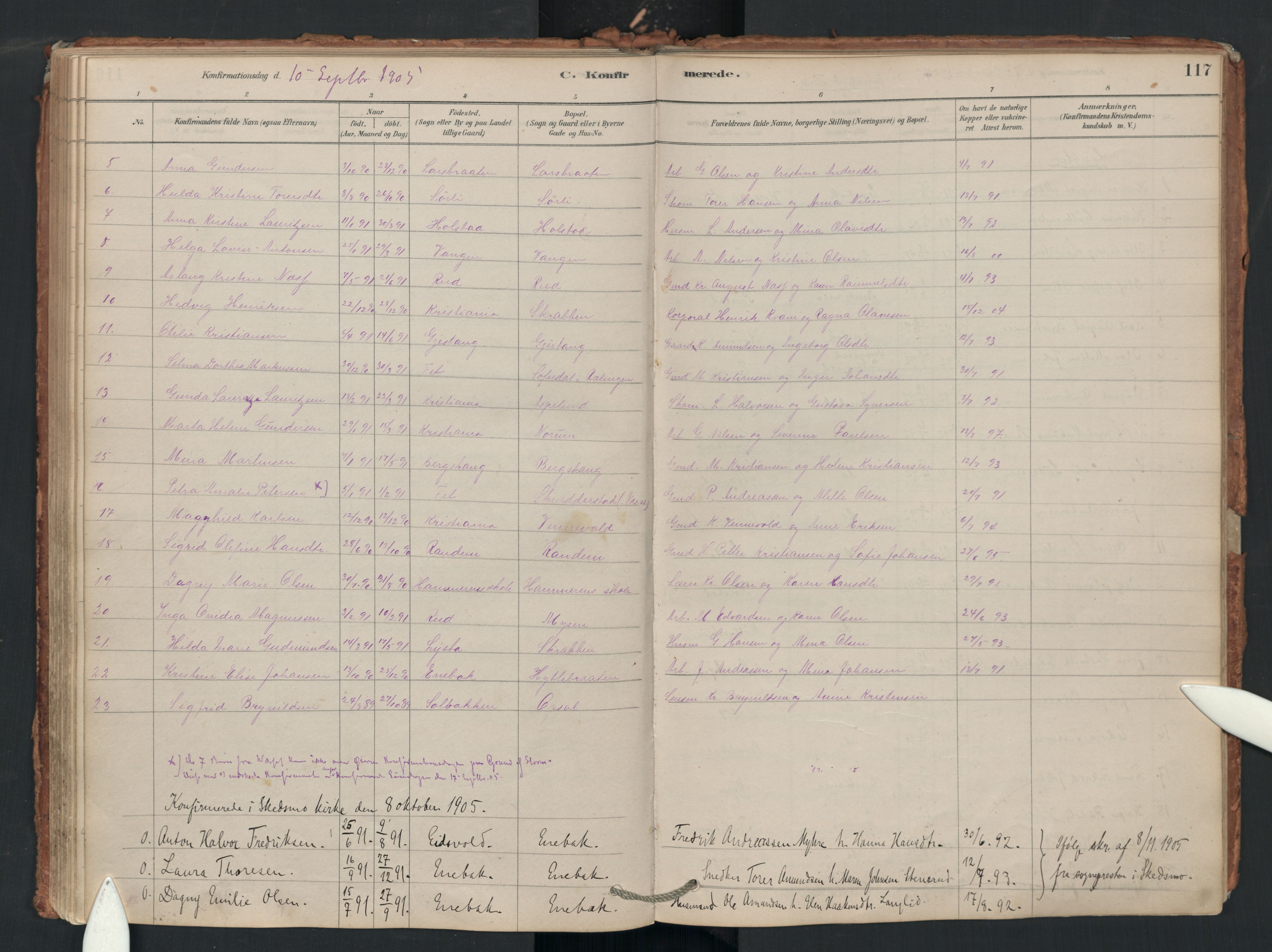 Enebakk prestekontor Kirkebøker, SAO/A-10171c/F/Fa/L0018: Parish register (official) no. I 18, 1877-1930, p. 117