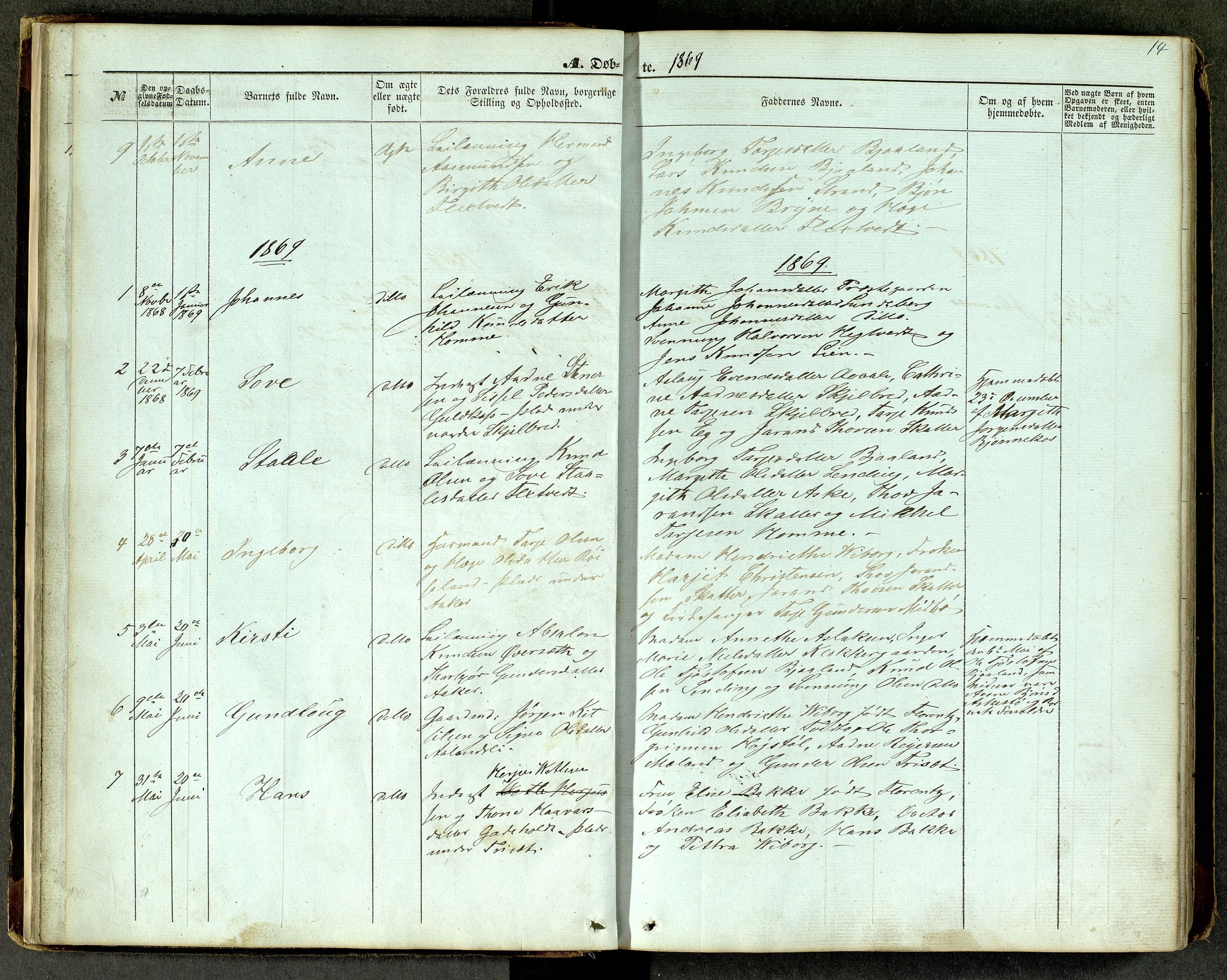 Lårdal kirkebøker, SAKO/A-284/G/Ga/L0002: Parish register (copy) no. I 2, 1861-1890, p. 14