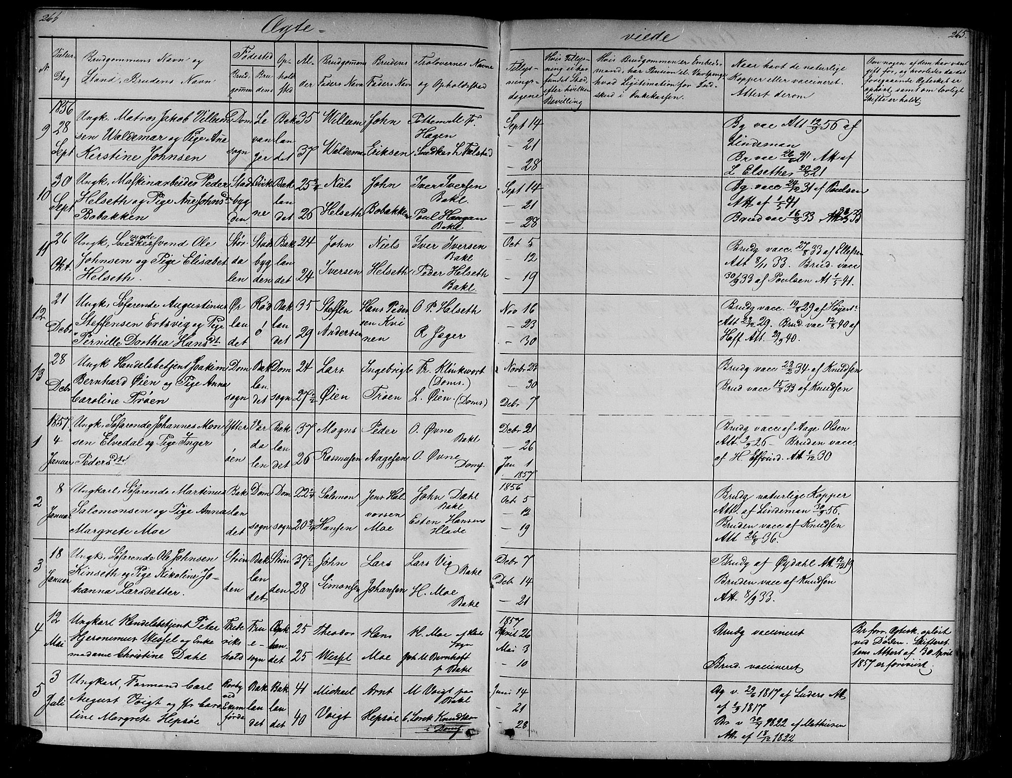 Ministerialprotokoller, klokkerbøker og fødselsregistre - Sør-Trøndelag, SAT/A-1456/604/L0219: Parish register (copy) no. 604C02, 1851-1869, p. 264-265