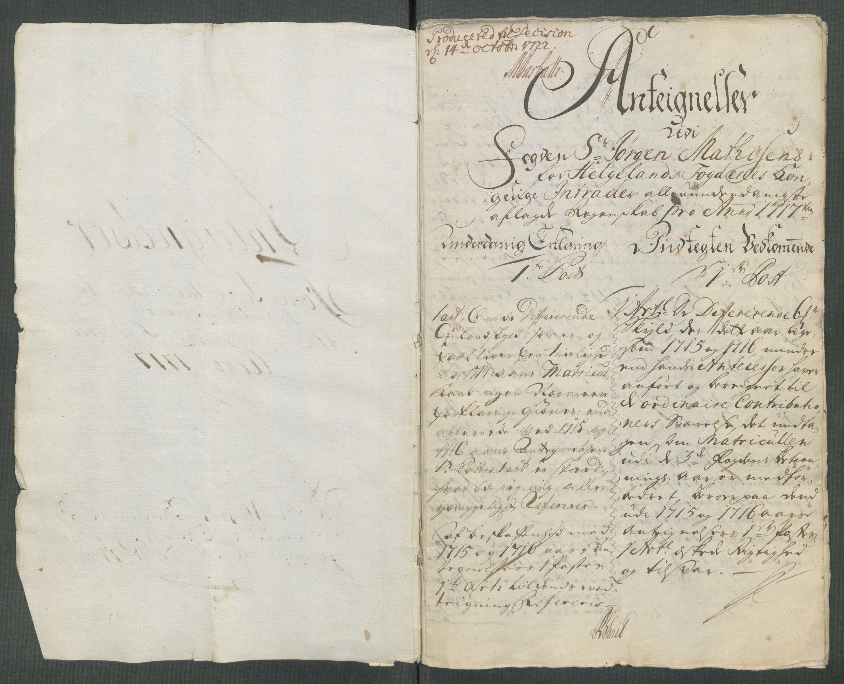 Rentekammeret inntil 1814, Reviderte regnskaper, Fogderegnskap, AV/RA-EA-4092/R65/L4515: Fogderegnskap Helgeland, 1717, p. 441