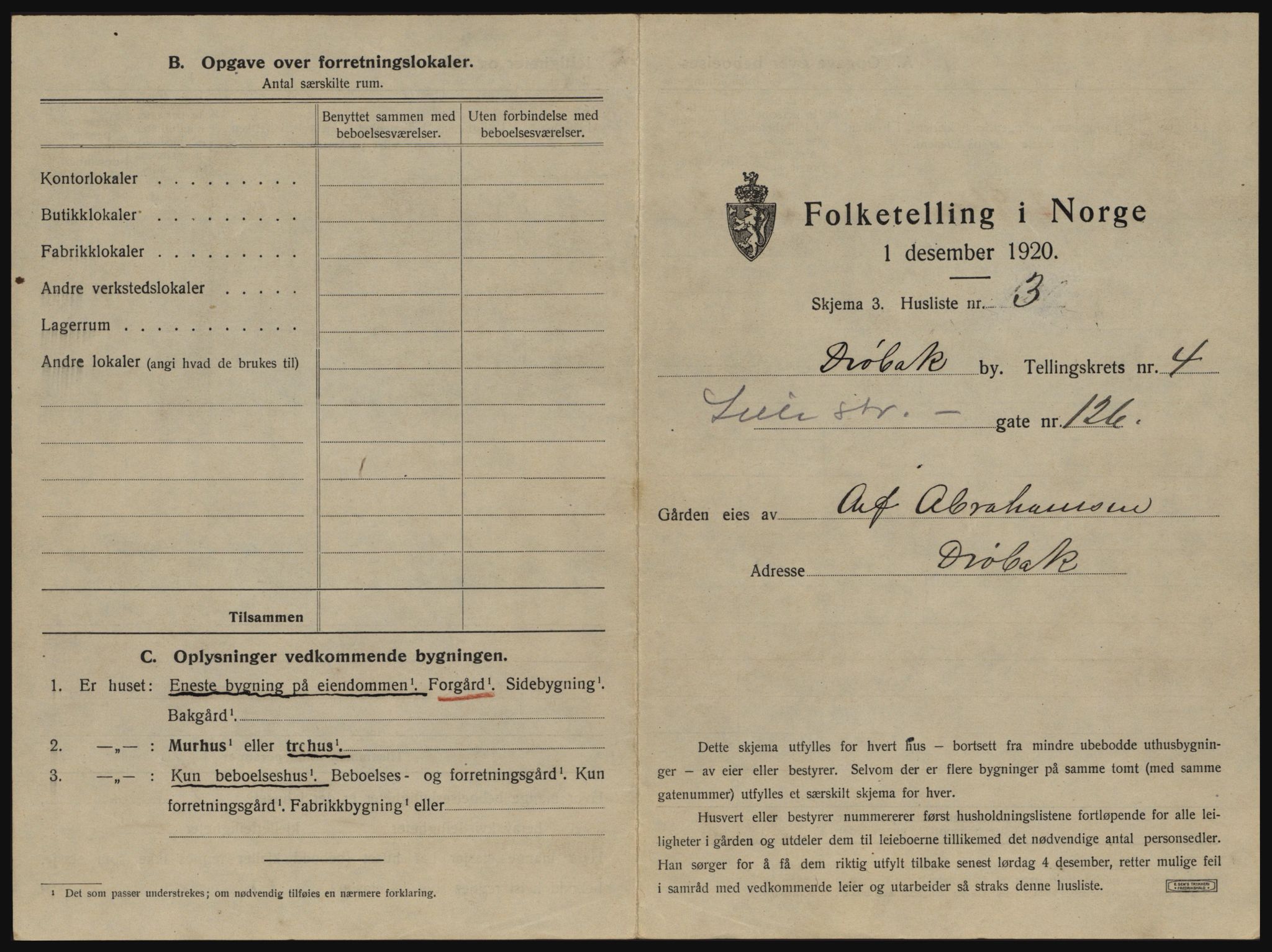 SAO, 1920 census for Drøbak, 1920, p. 369