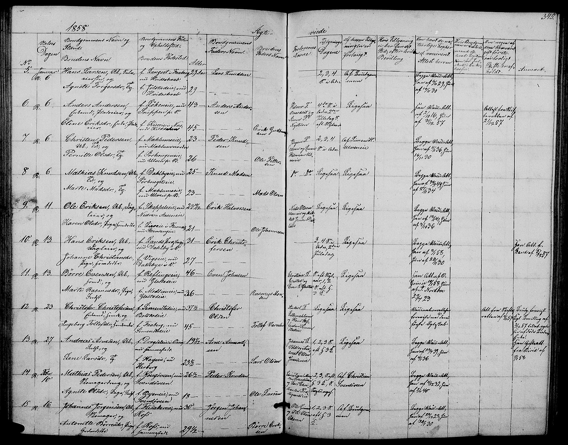 Ringsaker prestekontor, AV/SAH-PREST-014/L/La/L0006: Parish register (copy) no. 6, 1851-1860, p. 345