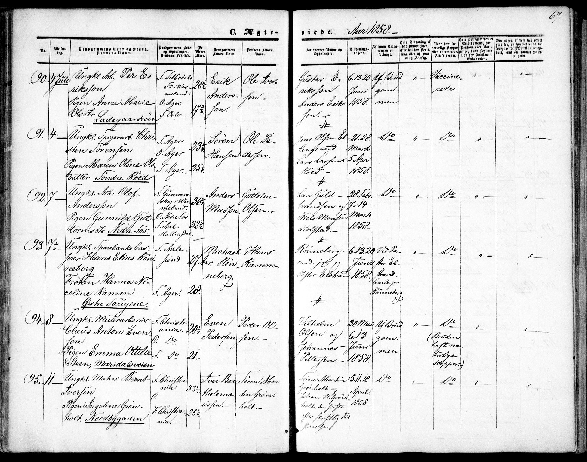 Vestre Aker prestekontor Kirkebøker, AV/SAO-A-10025/F/Fa/L0002: Parish register (official) no. 2, 1855-1877, p. 67