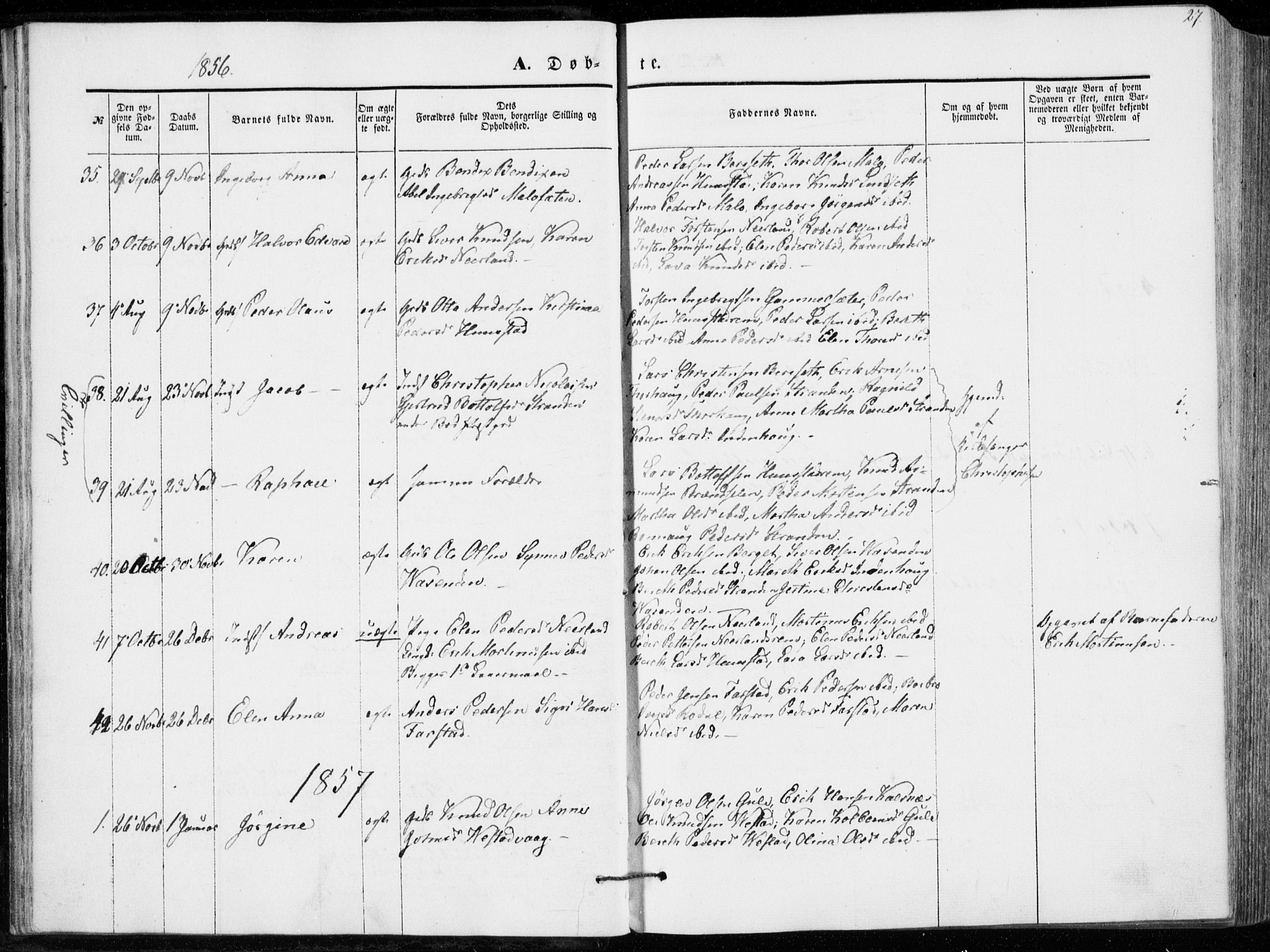 Ministerialprotokoller, klokkerbøker og fødselsregistre - Møre og Romsdal, AV/SAT-A-1454/566/L0767: Parish register (official) no. 566A06, 1852-1868, p. 27