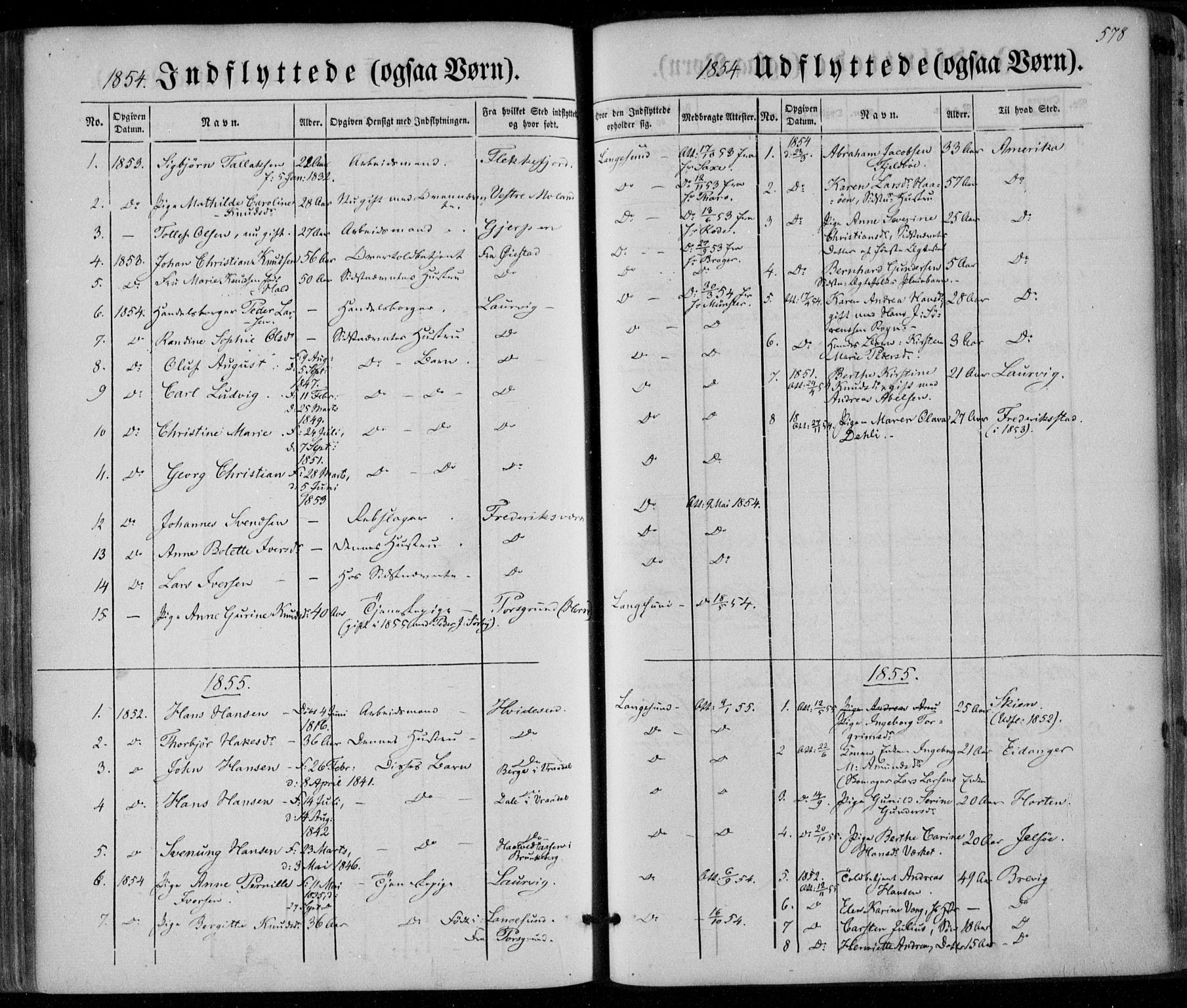 Bamble kirkebøker, SAKO/A-253/F/Fa/L0005: Parish register (official) no. I 5, 1854-1869, p. 578