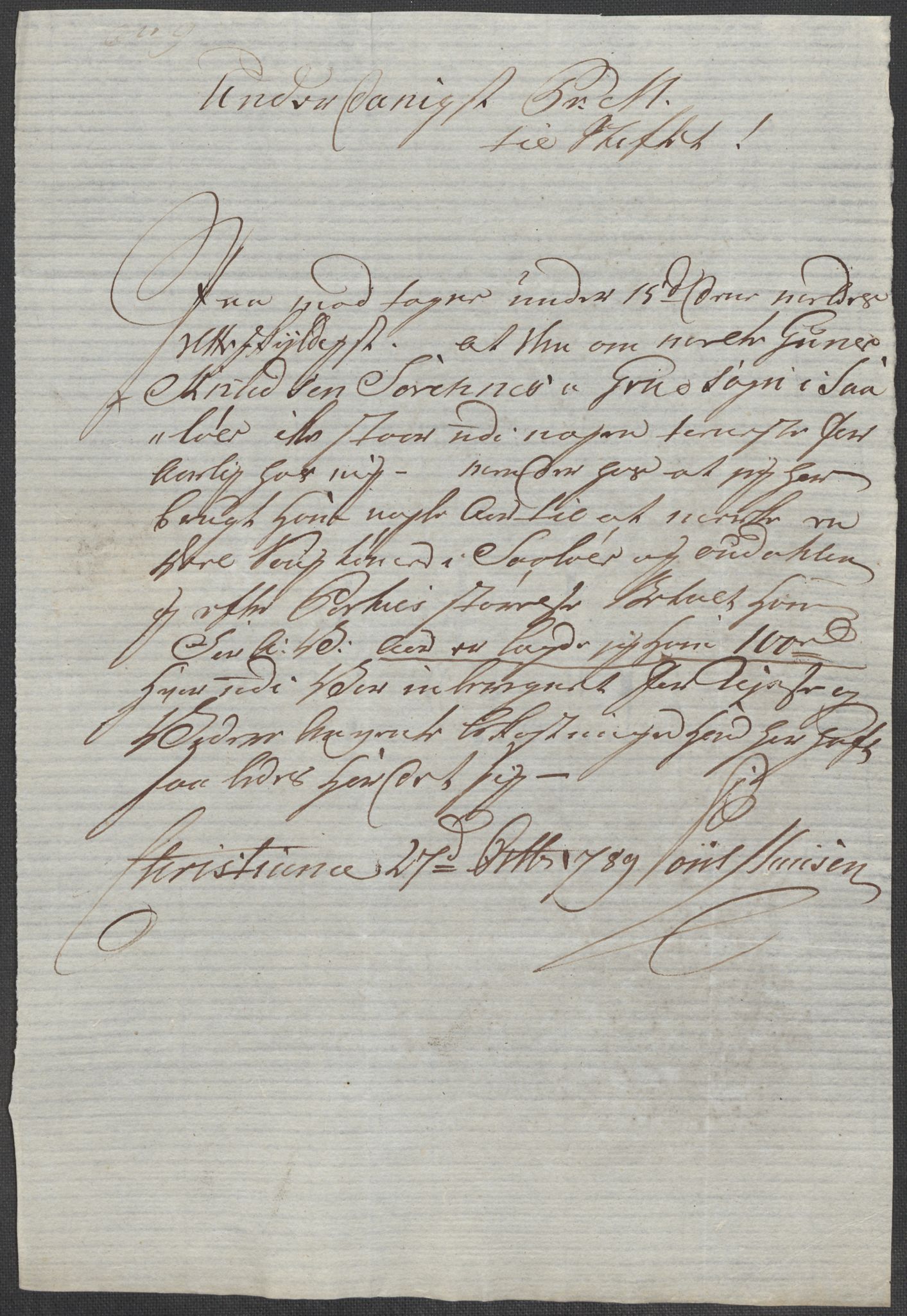 Rentekammeret inntil 1814, Reviderte regnskaper, Mindre regnskaper, RA/EA-4068/Rf/Rfe/L0043: Skien, Solør og Odalen fogderi, 1789, p. 372