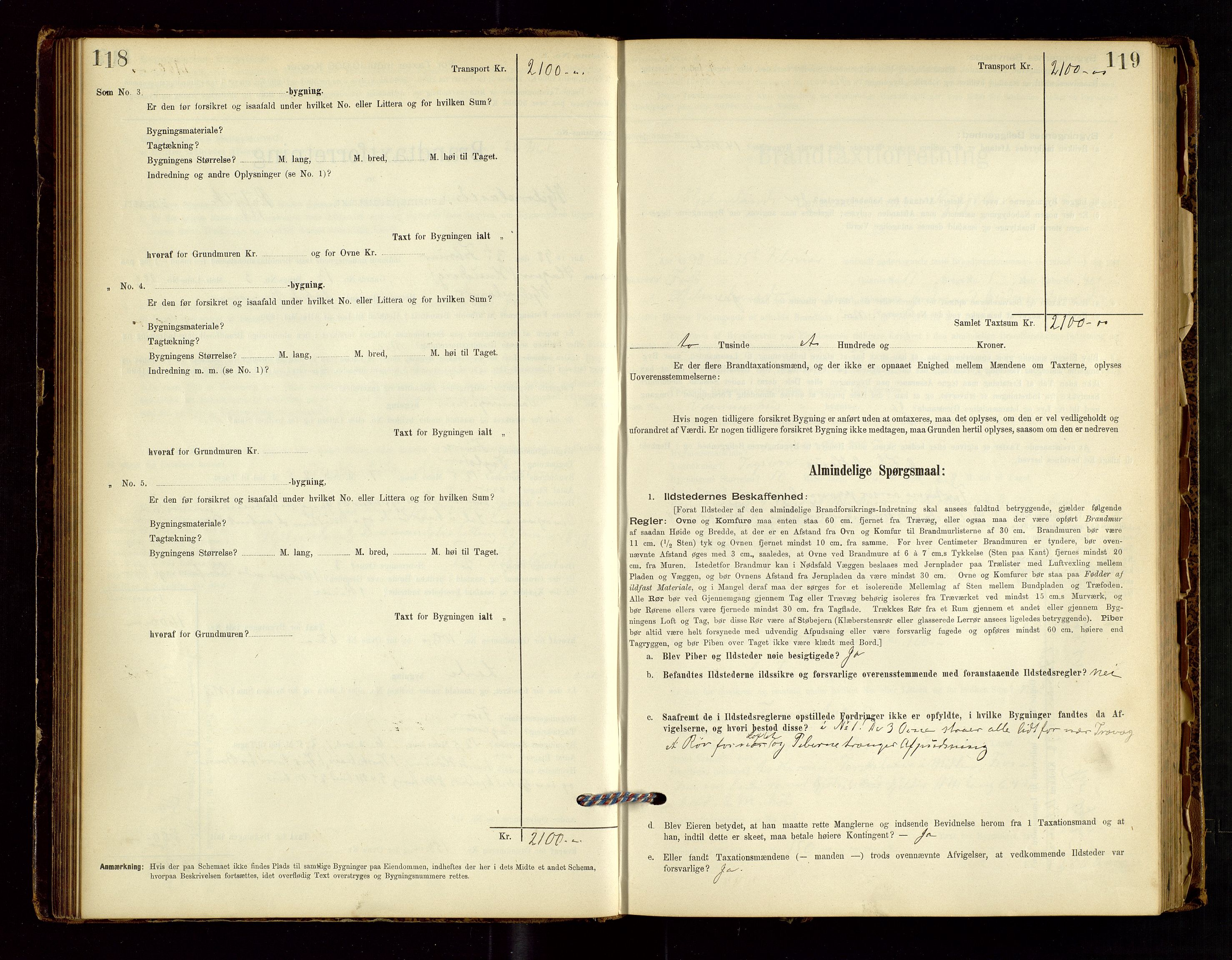 Hjelmeland lensmannskontor, AV/SAST-A-100439/Gob/L0001: "Brandtaxationsprotokol", 1895-1932, p. 118-119