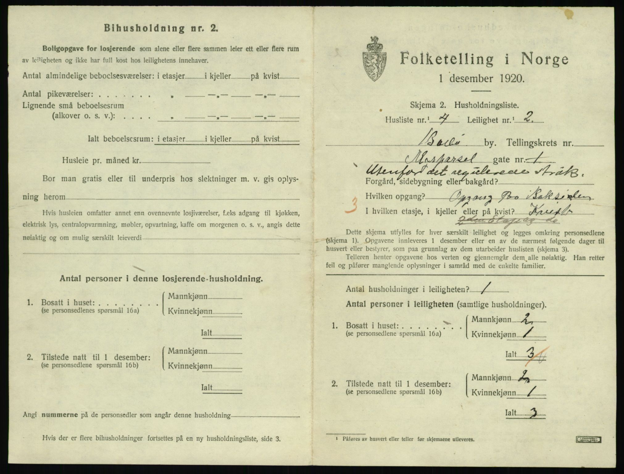 SAT, 1920 census for Bodø, 1920, p. 1031