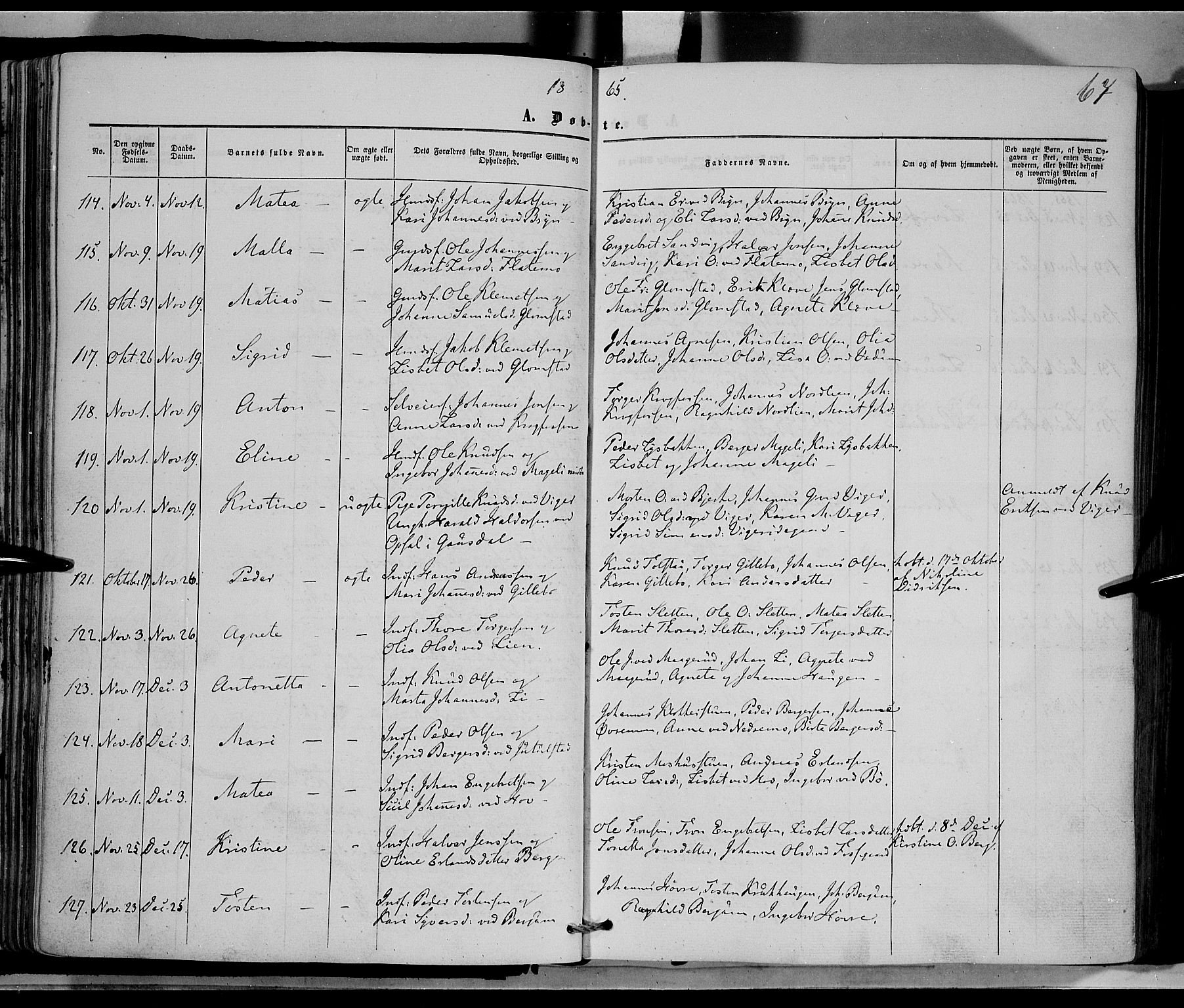 Øyer prestekontor, AV/SAH-PREST-084/H/Ha/Haa/L0006: Parish register (official) no. 6, 1858-1874, p. 67