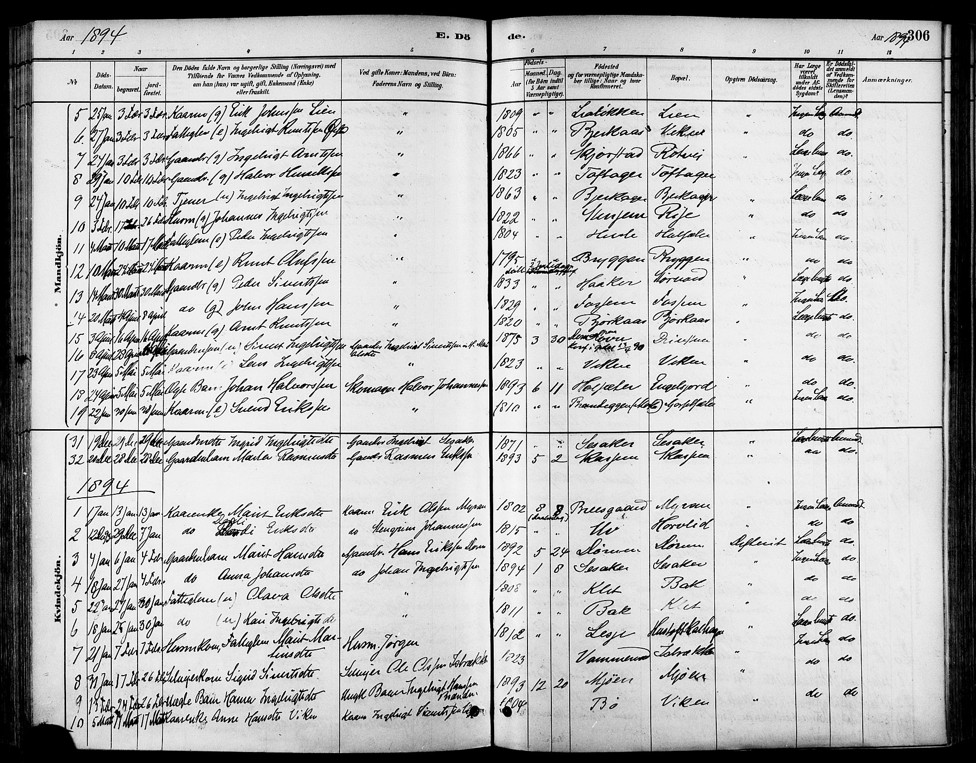 Ministerialprotokoller, klokkerbøker og fødselsregistre - Sør-Trøndelag, AV/SAT-A-1456/678/L0901: Parish register (official) no. 678A10, 1881-1894, p. 306