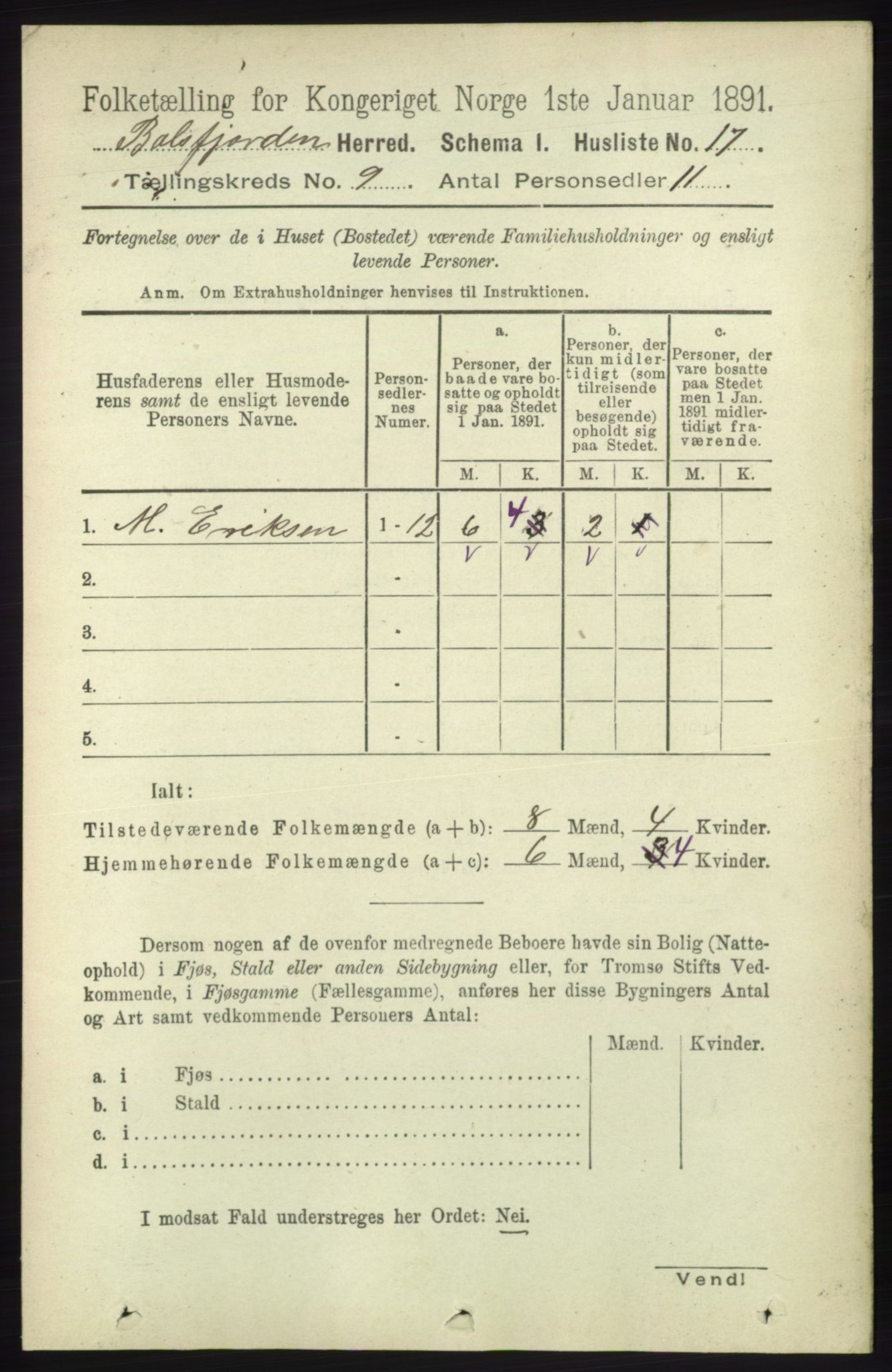 RA, 1891 census for 1933 Balsfjord, 1891, p. 3094