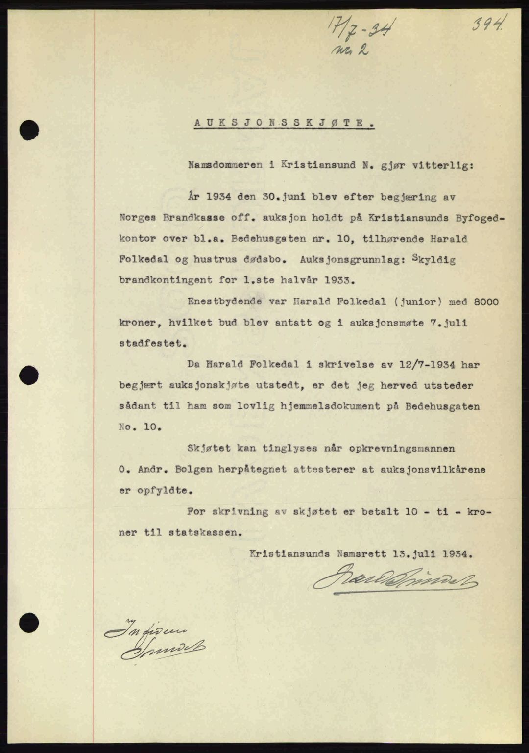 Kristiansund byfogd, AV/SAT-A-4587/A/27: Mortgage book no. 27, 1933-1934, Deed date: 17.07.1934