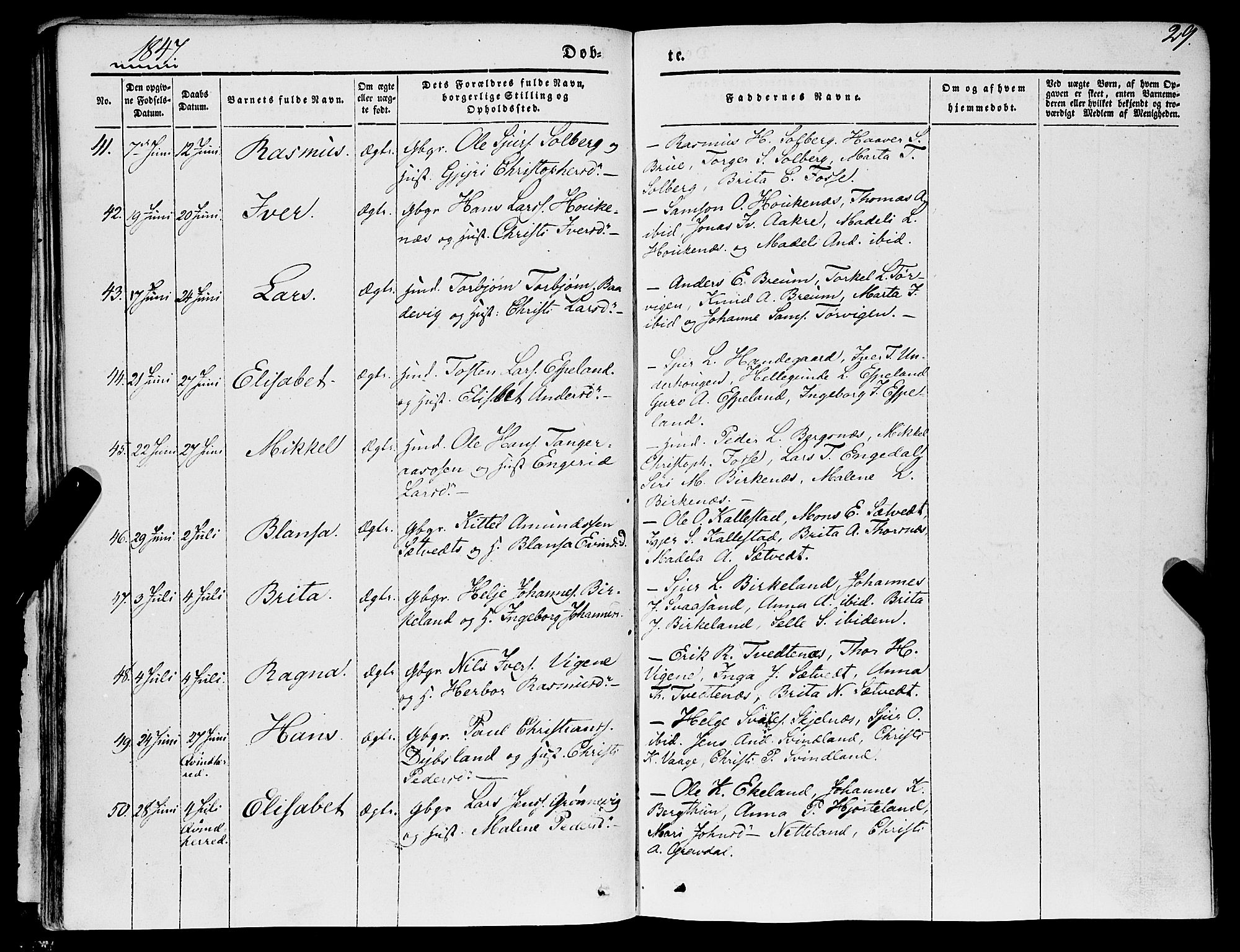 Strandebarm sokneprestembete, AV/SAB-A-78401/H/Haa: Parish register (official) no. A 7, 1844-1872, p. 29