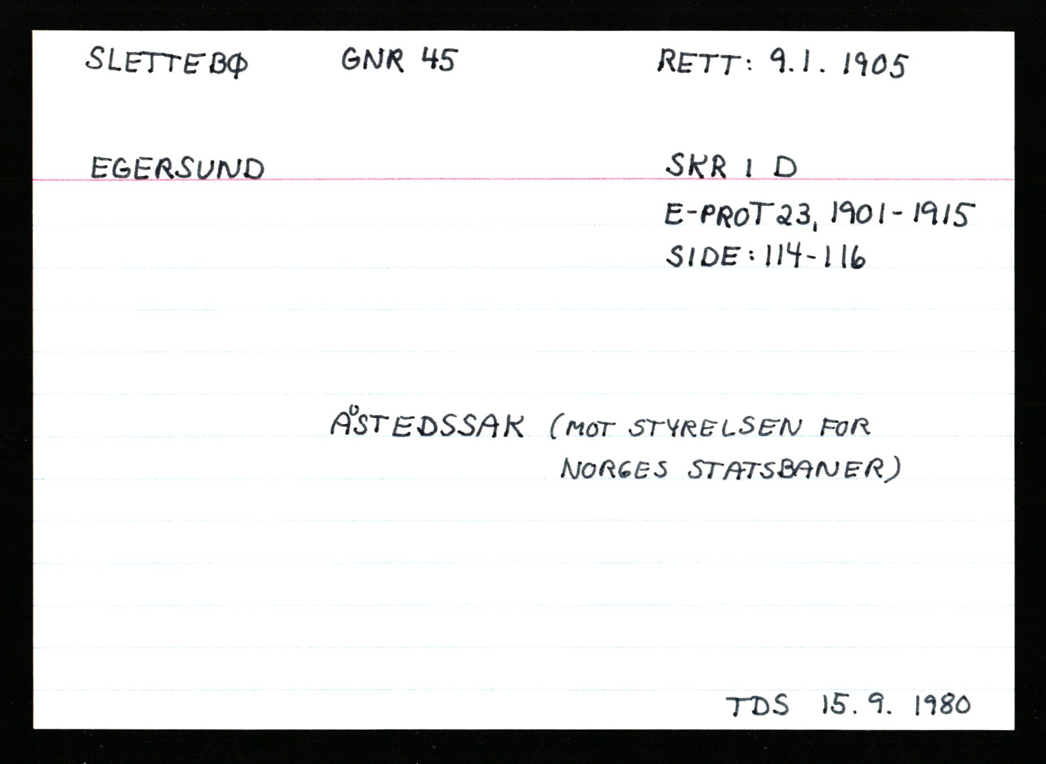 Statsarkivet i Stavanger, AV/SAST-A-101971/03/Y/Ym/L0053: Åstedskort sortert etter gårdsnavn: Skudeneshavn - Solbjør, 1600-1950, p. 326