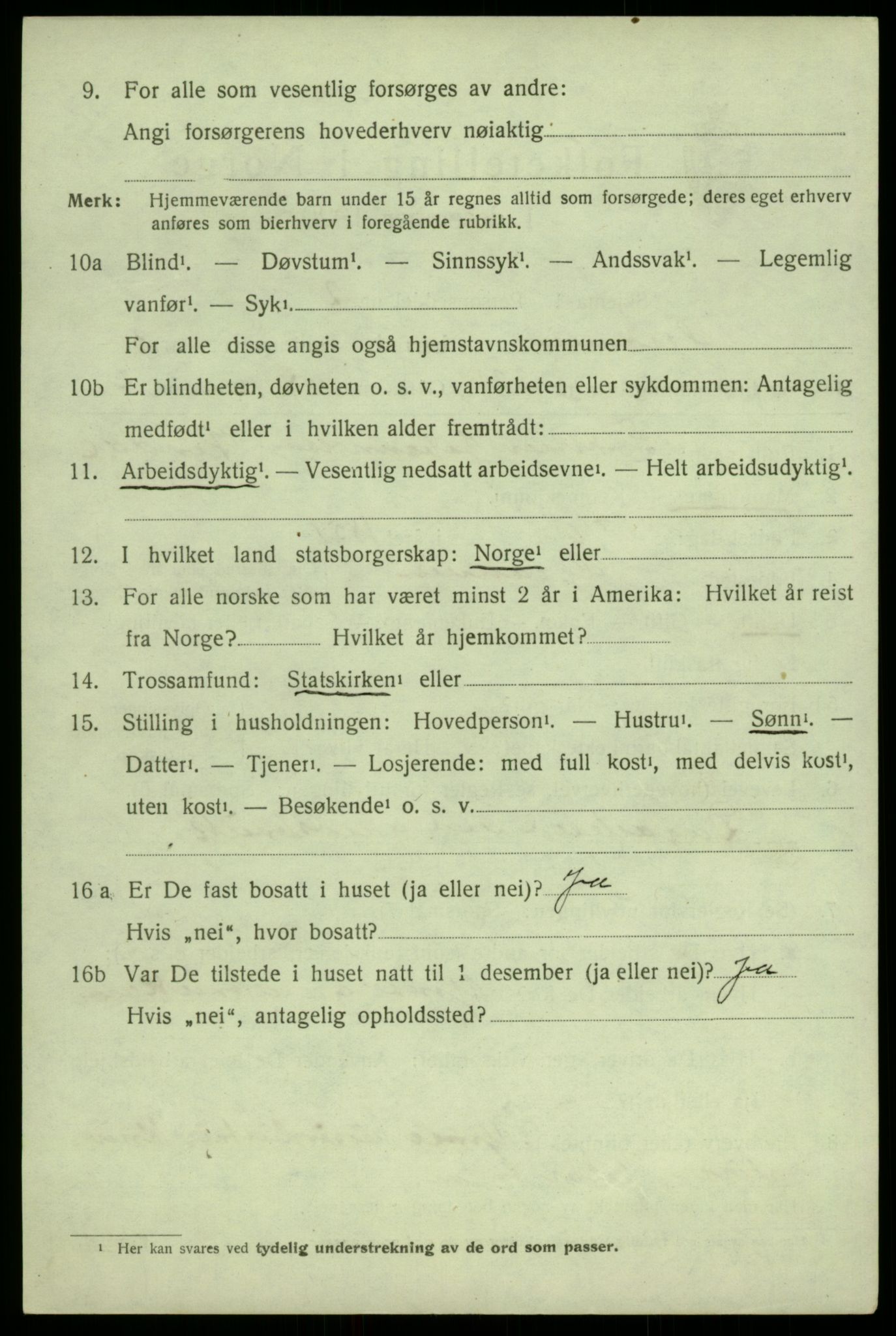 SAB, 1920 census for Granvin, 1920, p. 1381