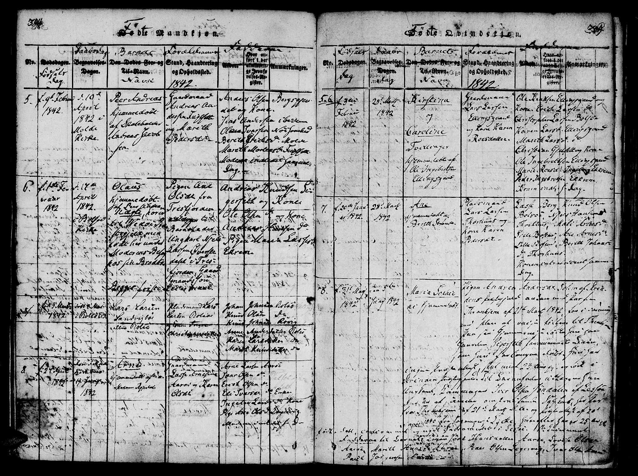 Ministerialprotokoller, klokkerbøker og fødselsregistre - Møre og Romsdal, SAT/A-1454/555/L0652: Parish register (official) no. 555A03, 1817-1843, p. 304-305