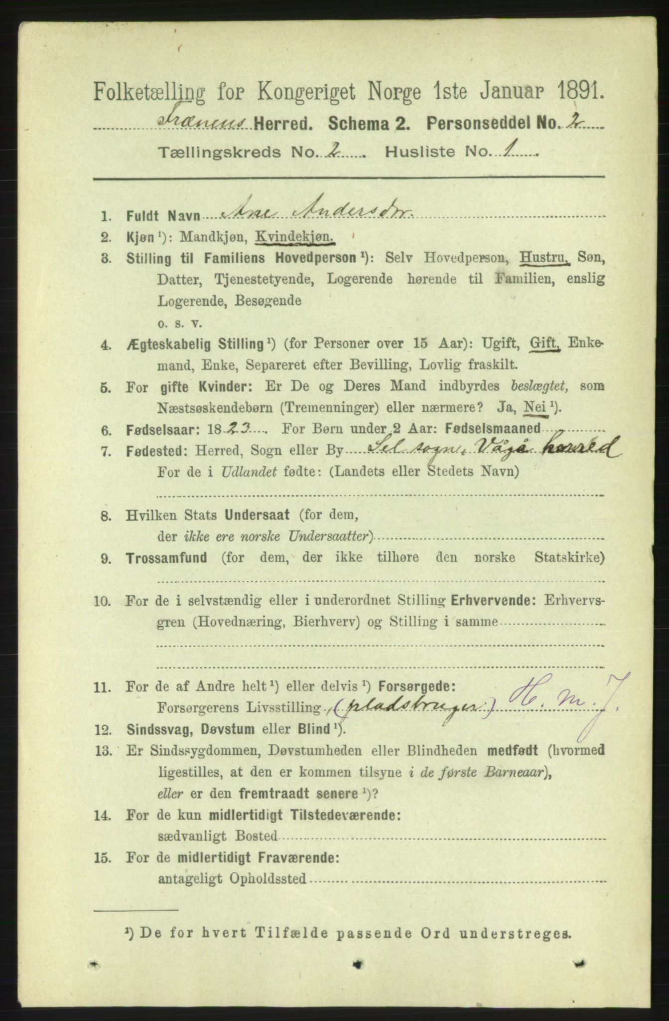 RA, 1891 census for 1548 Fræna, 1891, p. 490