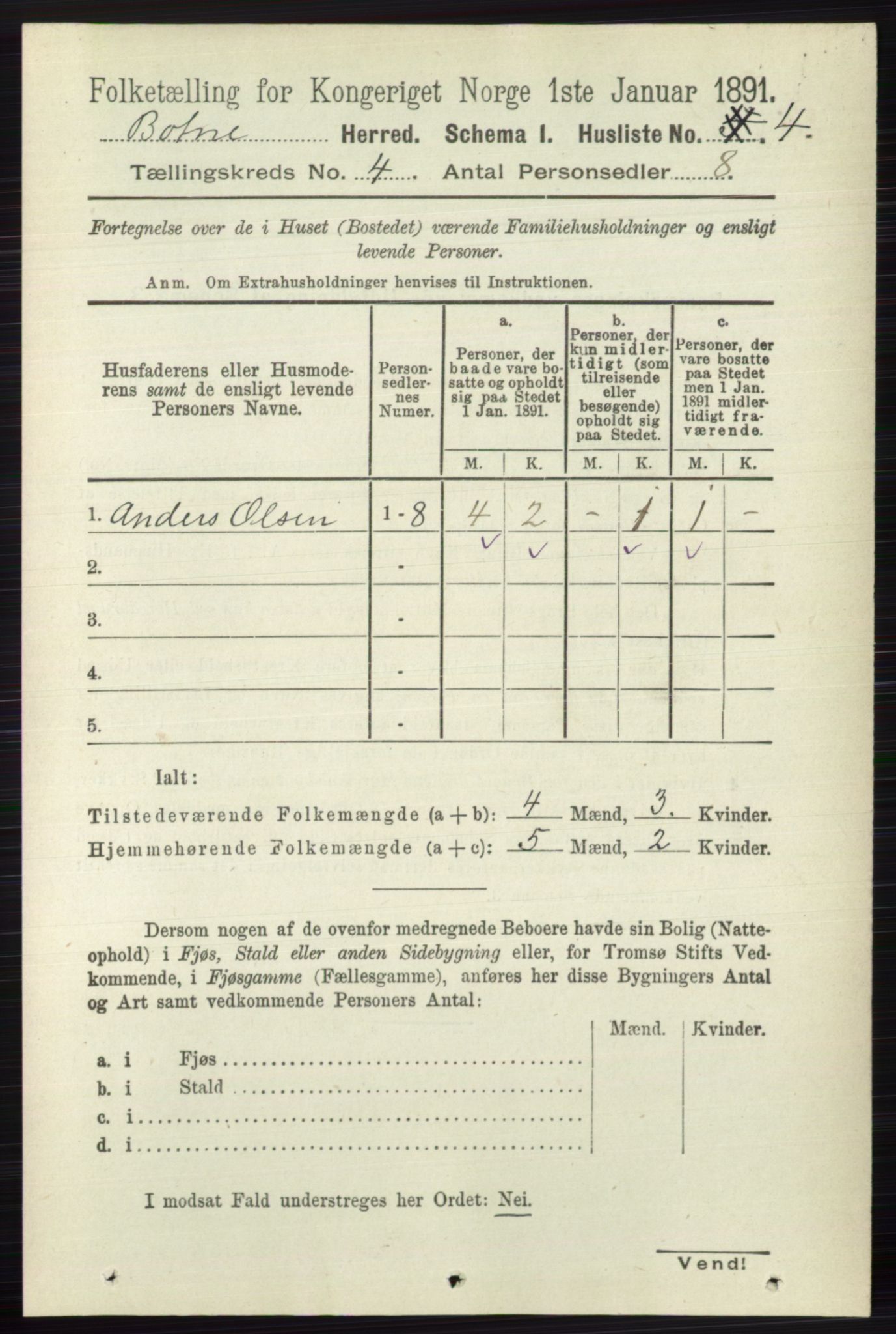 RA, 1891 census for 0715 Botne, 1891, p. 1547