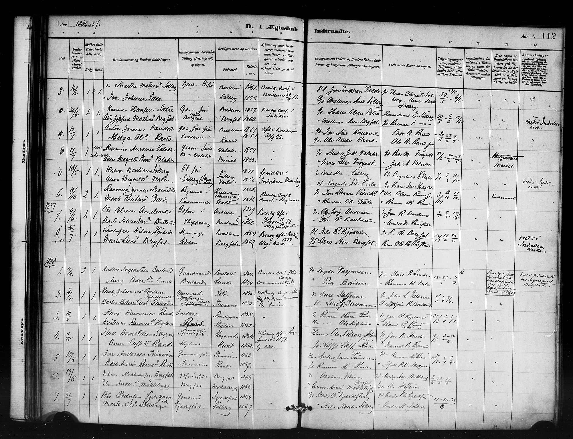 Innvik sokneprestembete, AV/SAB-A-80501: Parish register (official) no. D 1, 1879-1900, p. 112