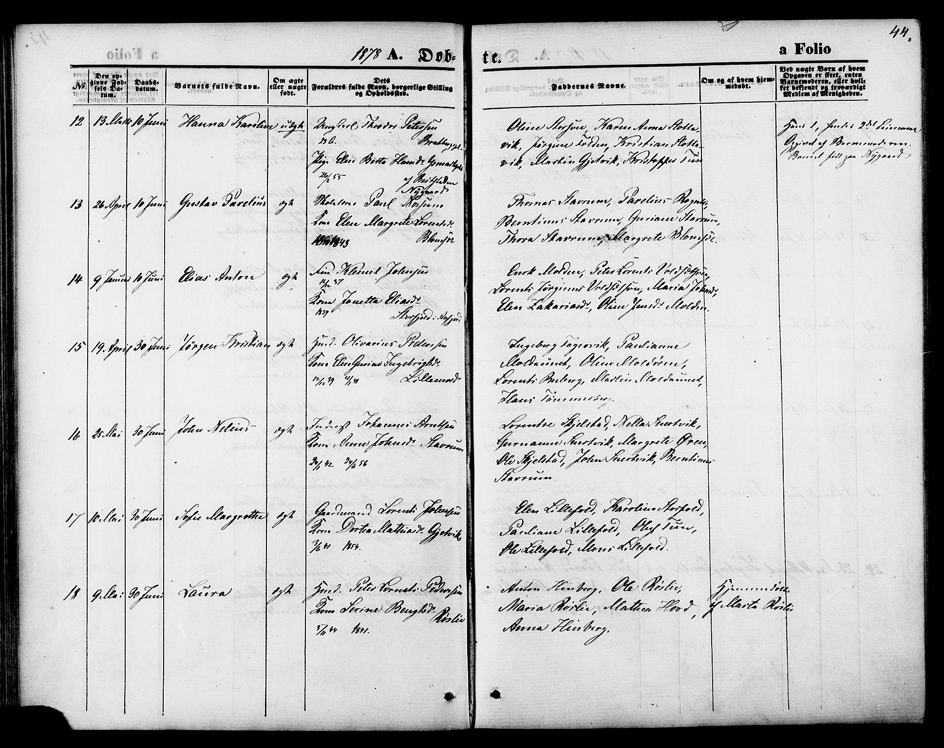 Ministerialprotokoller, klokkerbøker og fødselsregistre - Nord-Trøndelag, AV/SAT-A-1458/744/L0419: Parish register (official) no. 744A03, 1867-1881, p. 44