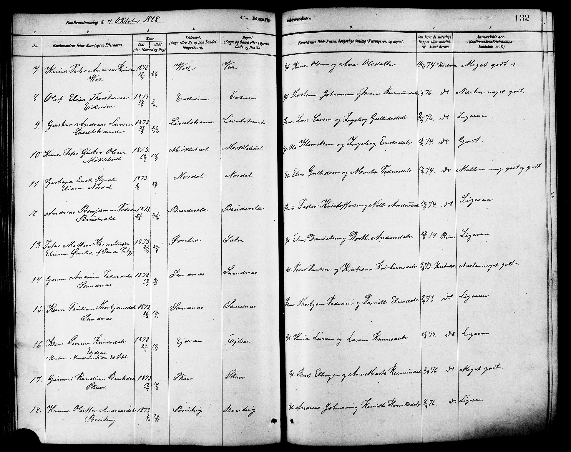 Ministerialprotokoller, klokkerbøker og fødselsregistre - Møre og Romsdal, AV/SAT-A-1454/502/L0027: Parish register (copy) no. 502C01, 1878-1908, p. 132