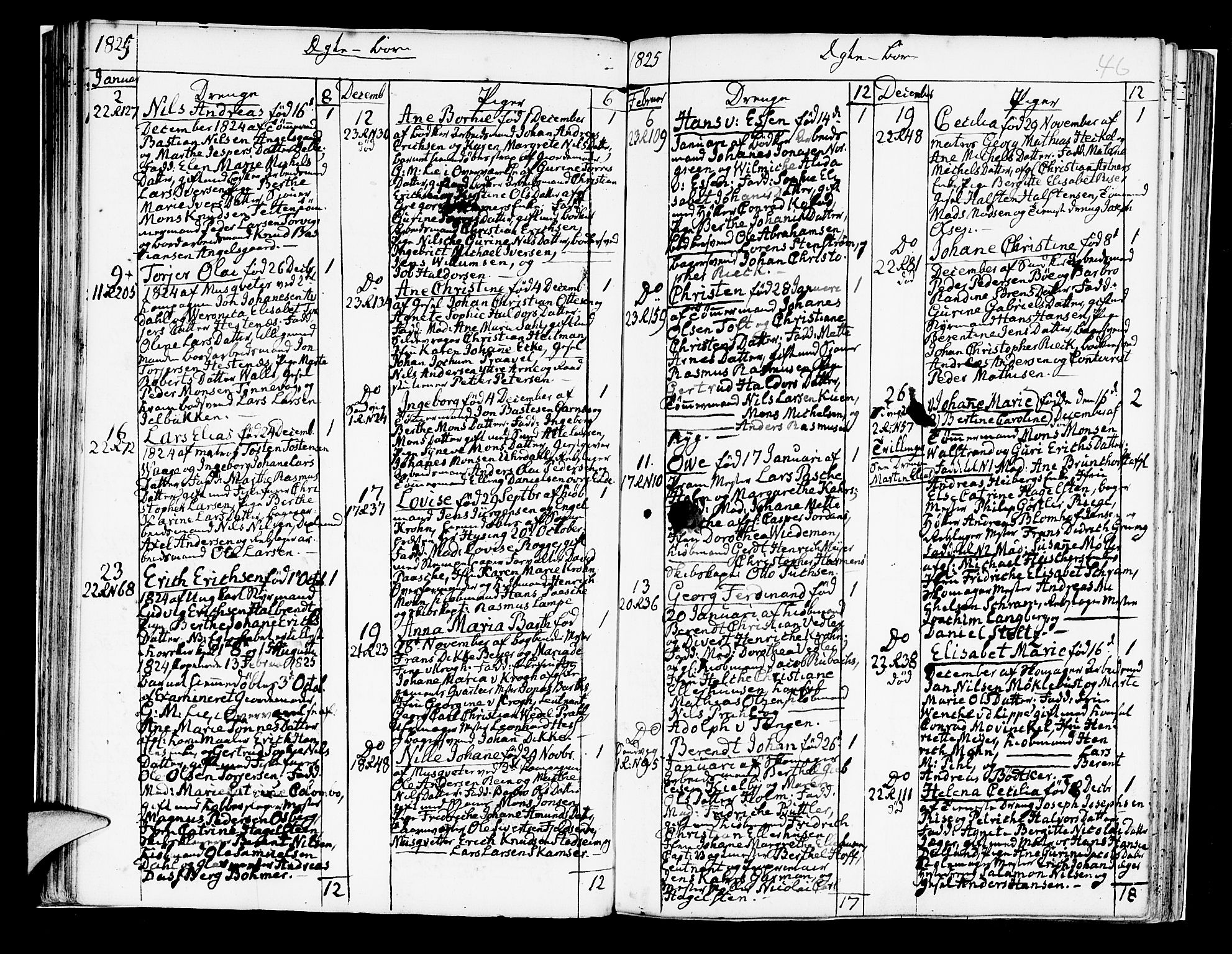 Korskirken sokneprestembete, SAB/A-76101/H/Hab: Parish register (copy) no. A 4, 1820-1832, p. 46