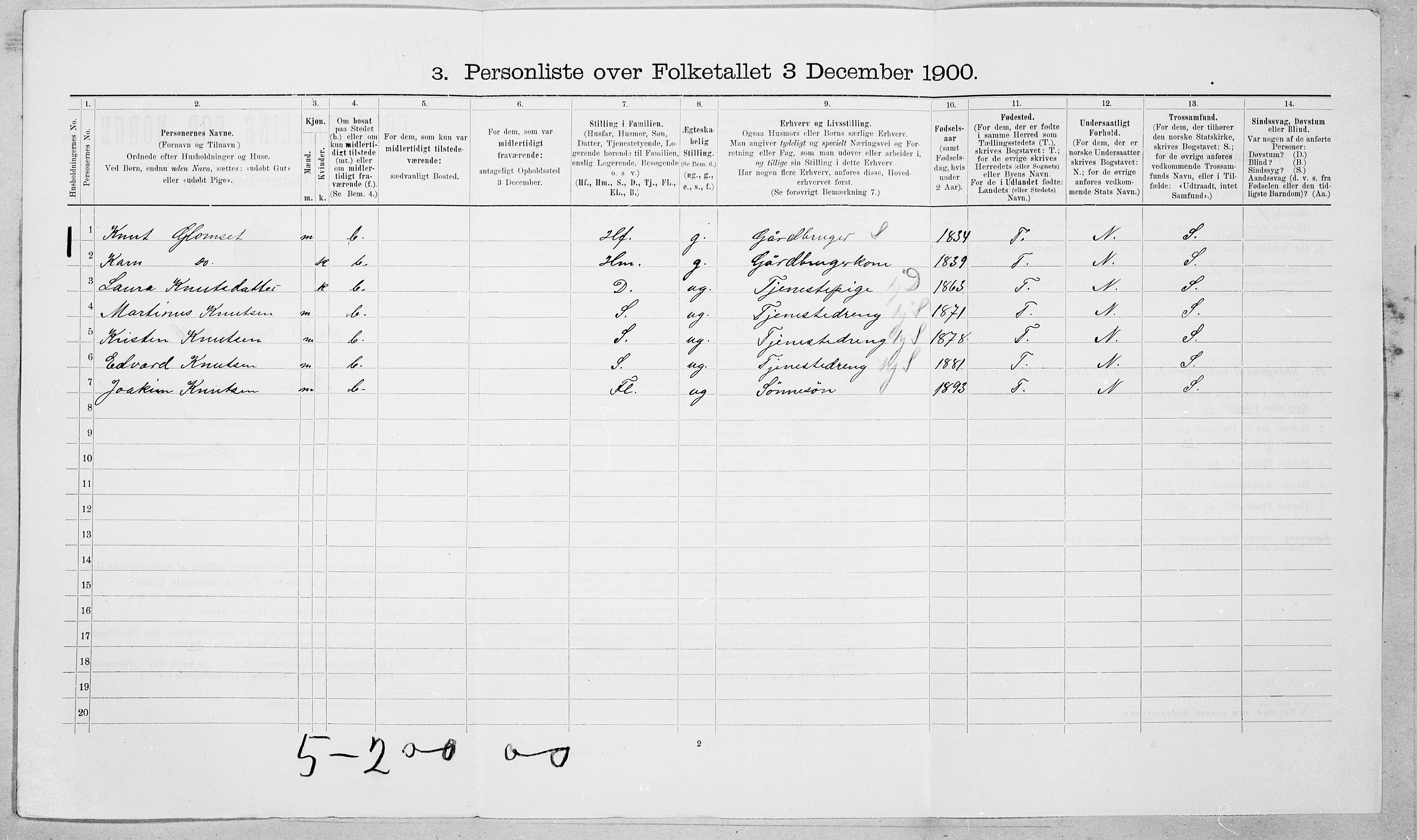 SAT, 1900 census for Skodje, 1900, p. 133