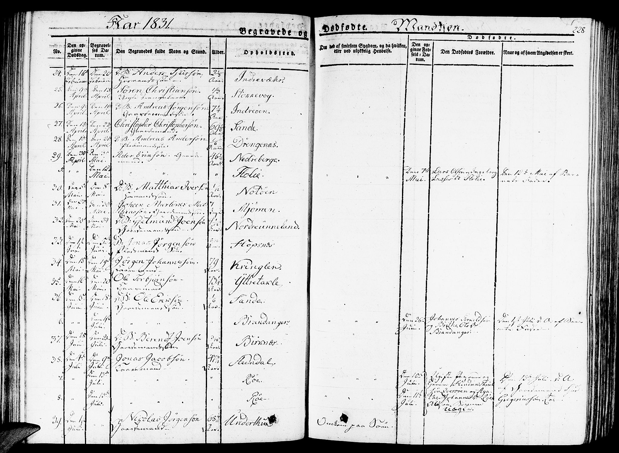 Gulen sokneprestembete, AV/SAB-A-80201/H/Haa/Haaa/L0019: Parish register (official) no. A 19, 1826-1836, p. 228