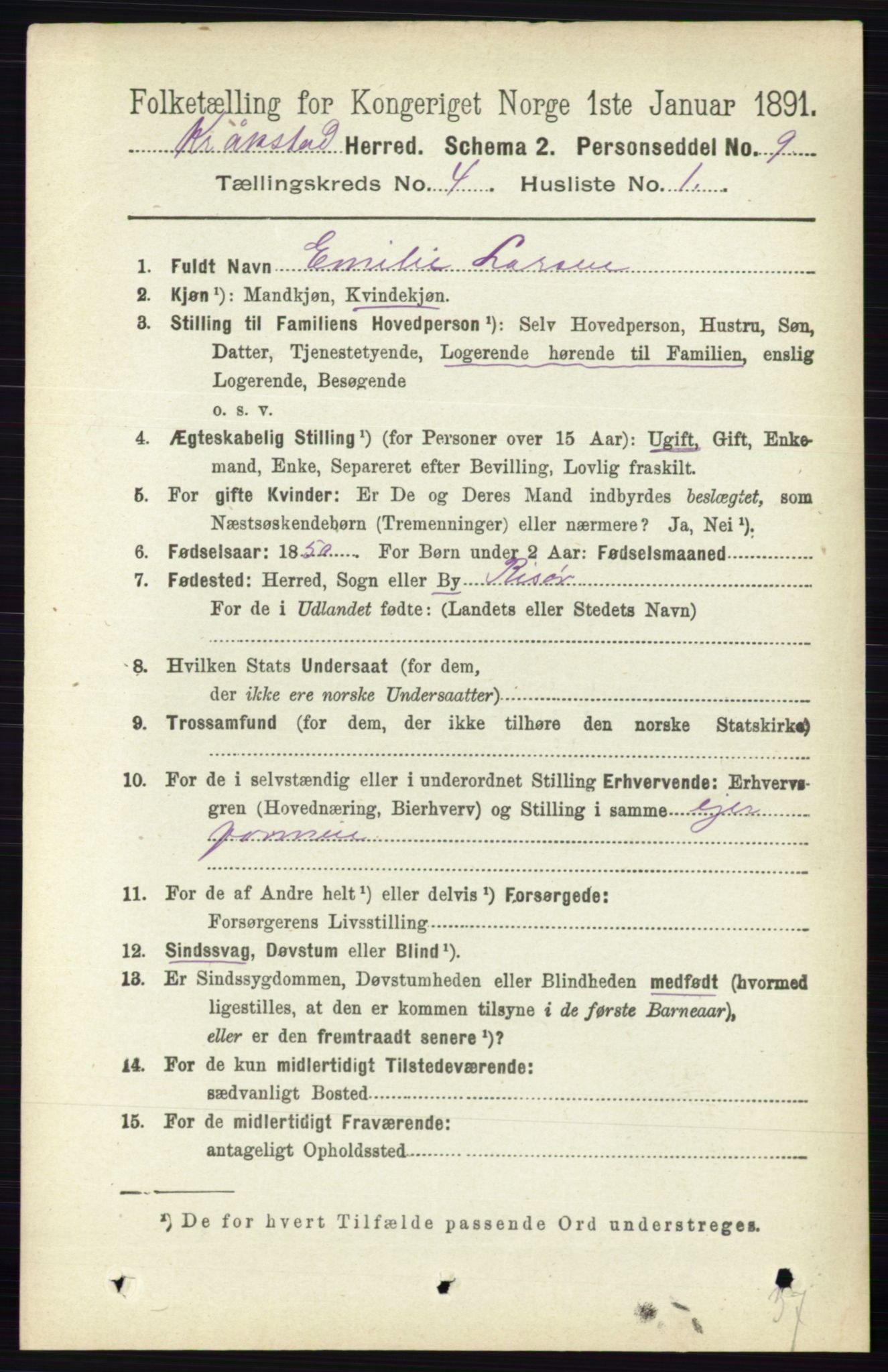 RA, 1891 census for 0212 Kråkstad, 1891, p. 1728