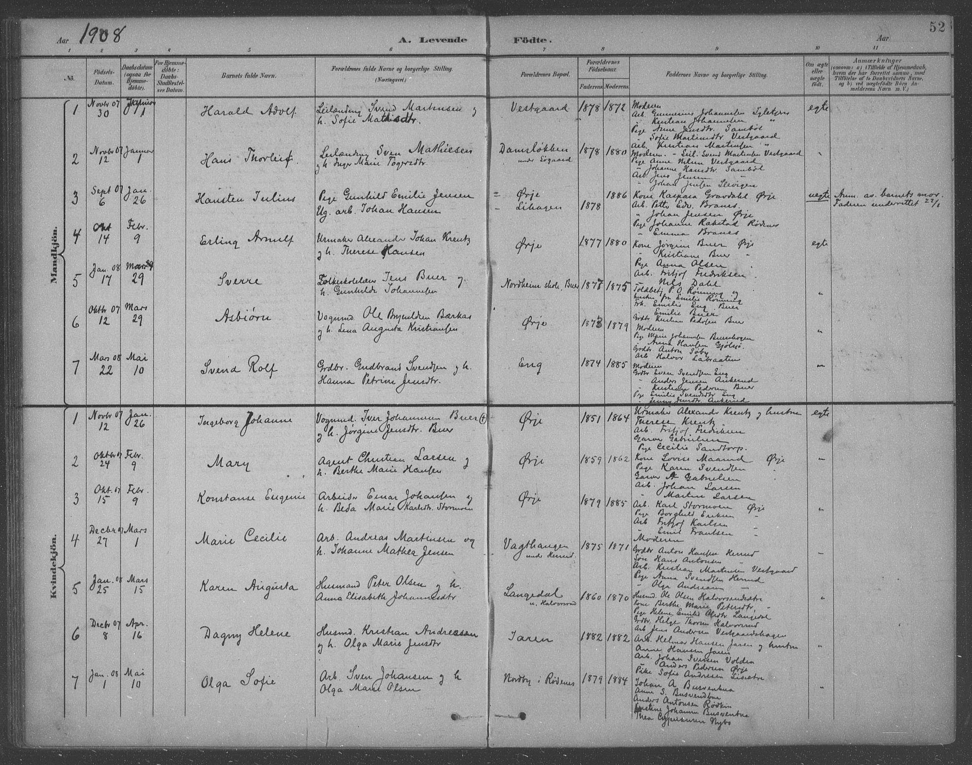 Aremark prestekontor Kirkebøker, AV/SAO-A-10899/F/Fb/L0005: Parish register (official) no. II 5, 1895-1919, p. 52
