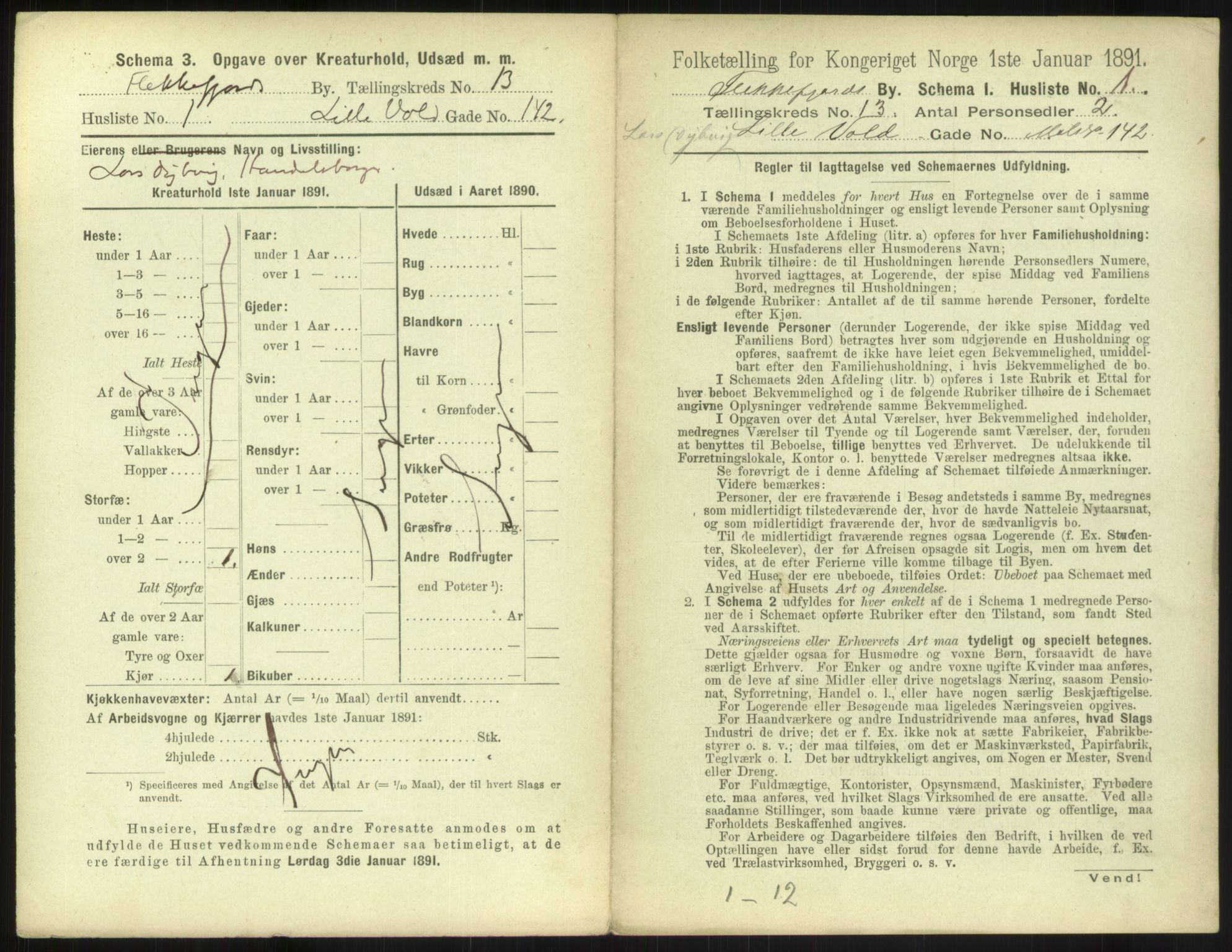 RA, 1891 census for 1004 Flekkefjord, 1891, p. 452