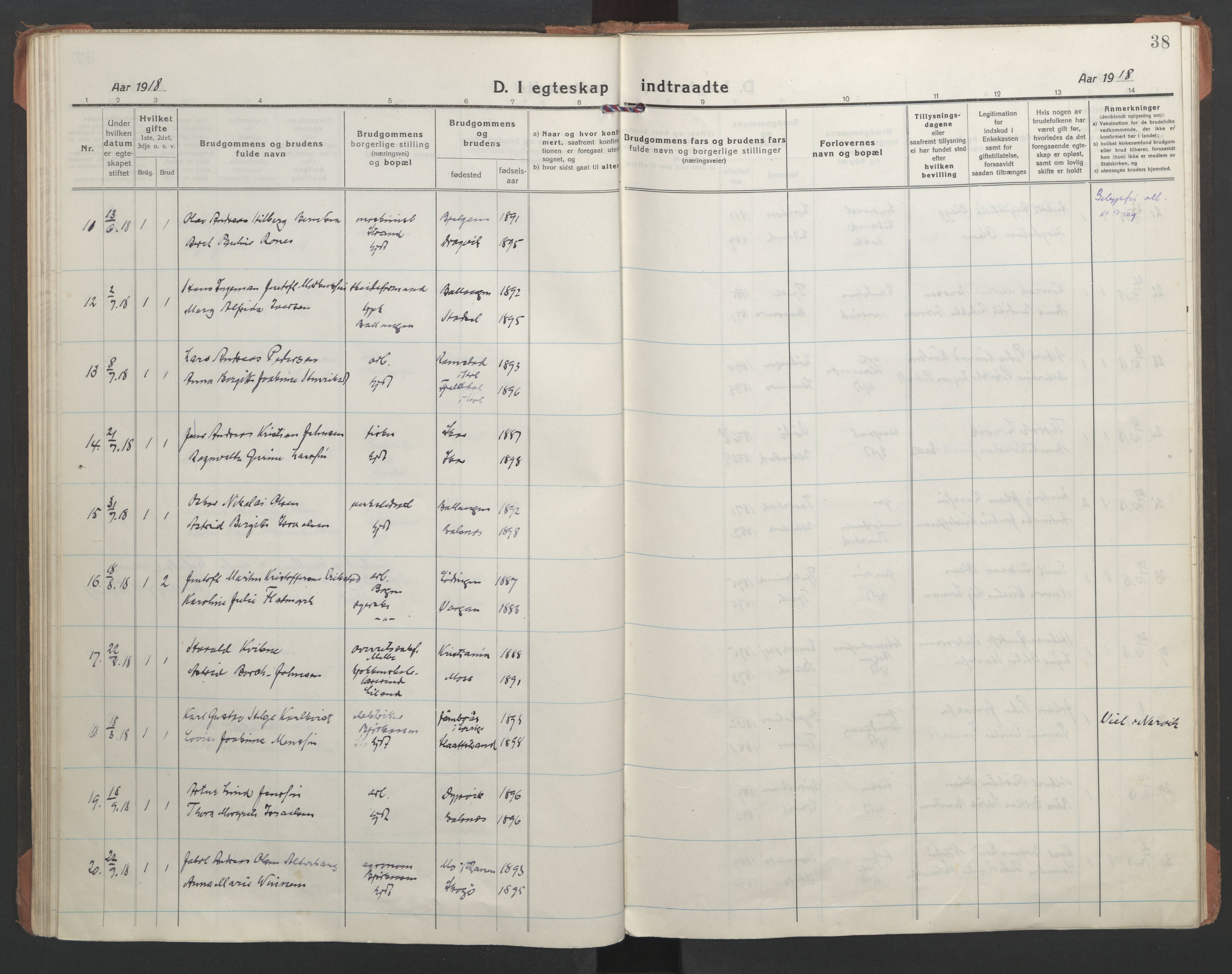 Ministerialprotokoller, klokkerbøker og fødselsregistre - Nordland, AV/SAT-A-1459/863/L0902: Parish register (official) no. 863A14, 1906-1937, p. 38