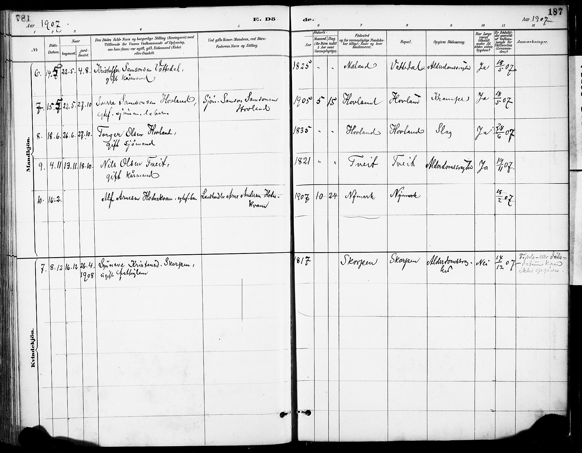Tysnes sokneprestembete, SAB/A-78601/H/Haa: Parish register (official) no. C 1, 1887-1912, p. 187