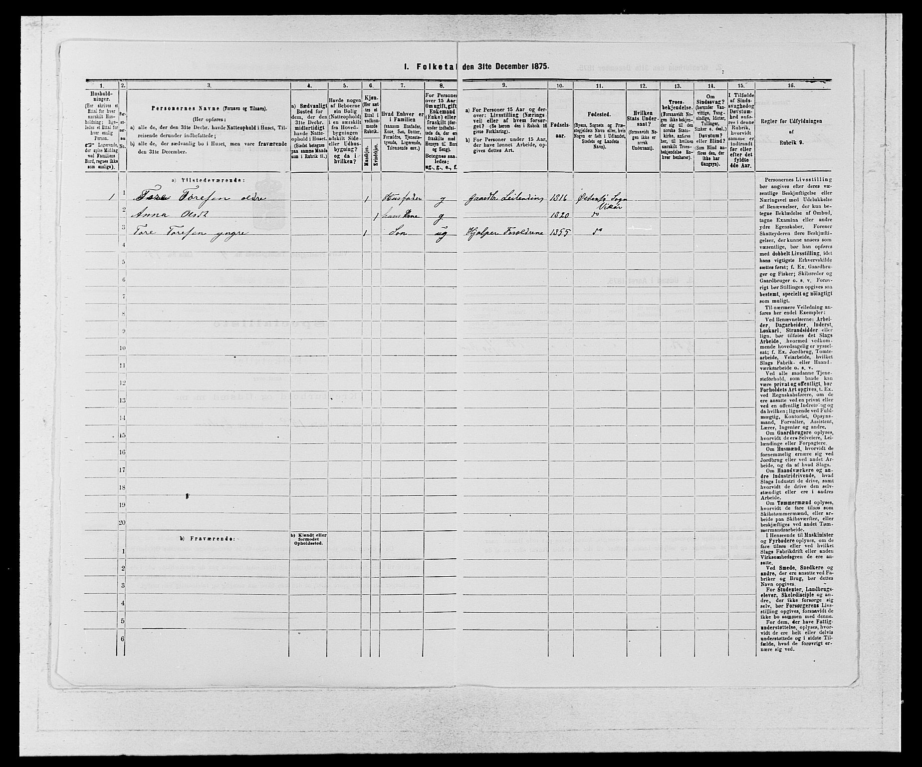 SAB, 1875 census for 1238P Vikør, 1875, p. 673