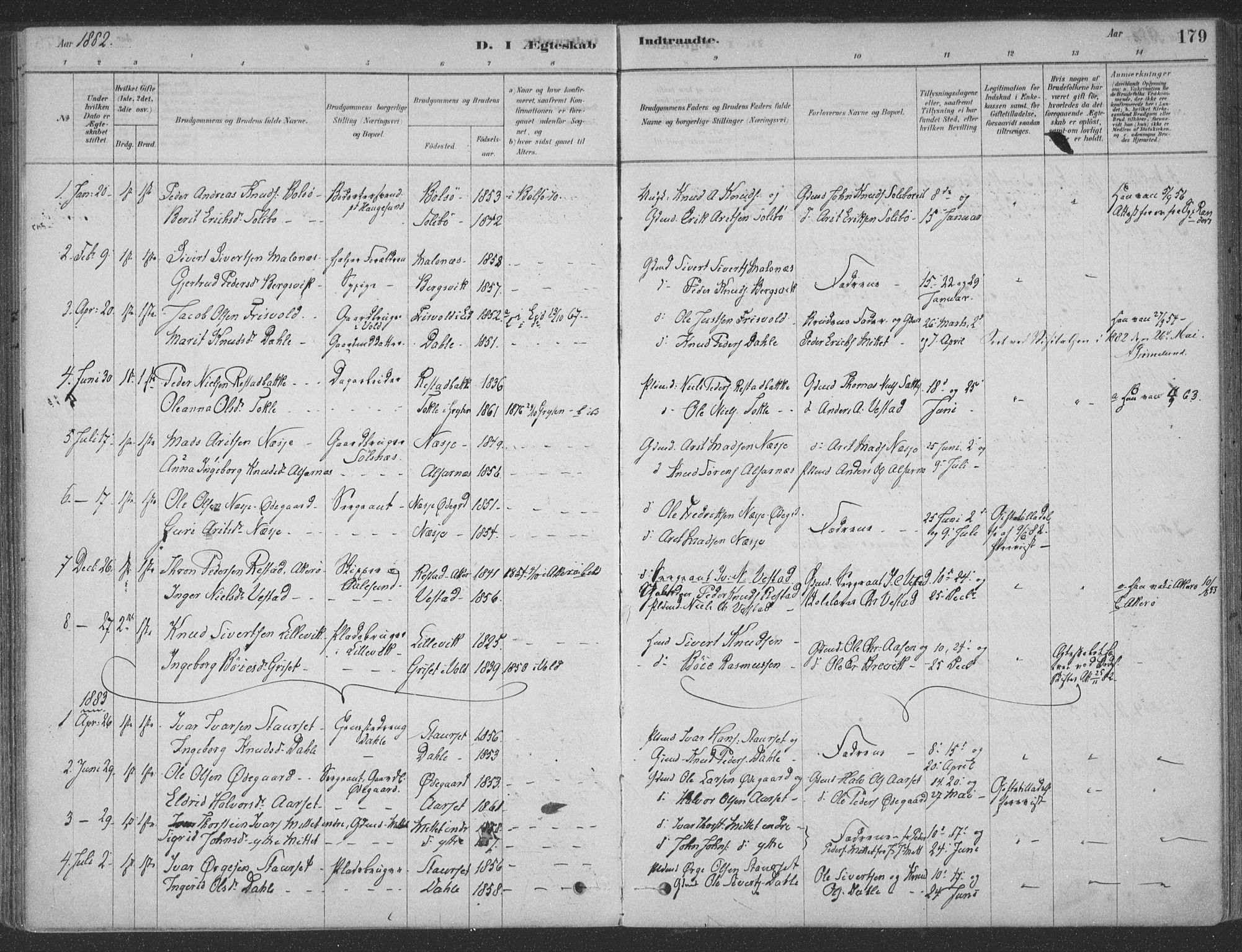 Ministerialprotokoller, klokkerbøker og fødselsregistre - Møre og Romsdal, SAT/A-1454/547/L0604: Parish register (official) no. 547A06, 1878-1906, p. 179