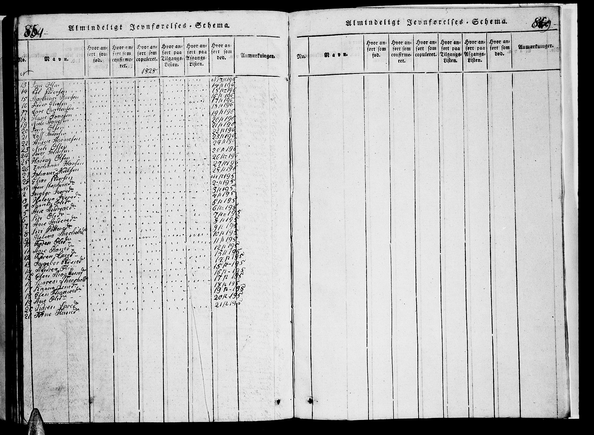 Ministerialprotokoller, klokkerbøker og fødselsregistre - Nordland, AV/SAT-A-1459/853/L0773: Parish register (copy) no. 853C01, 1821-1859, p. 854-855