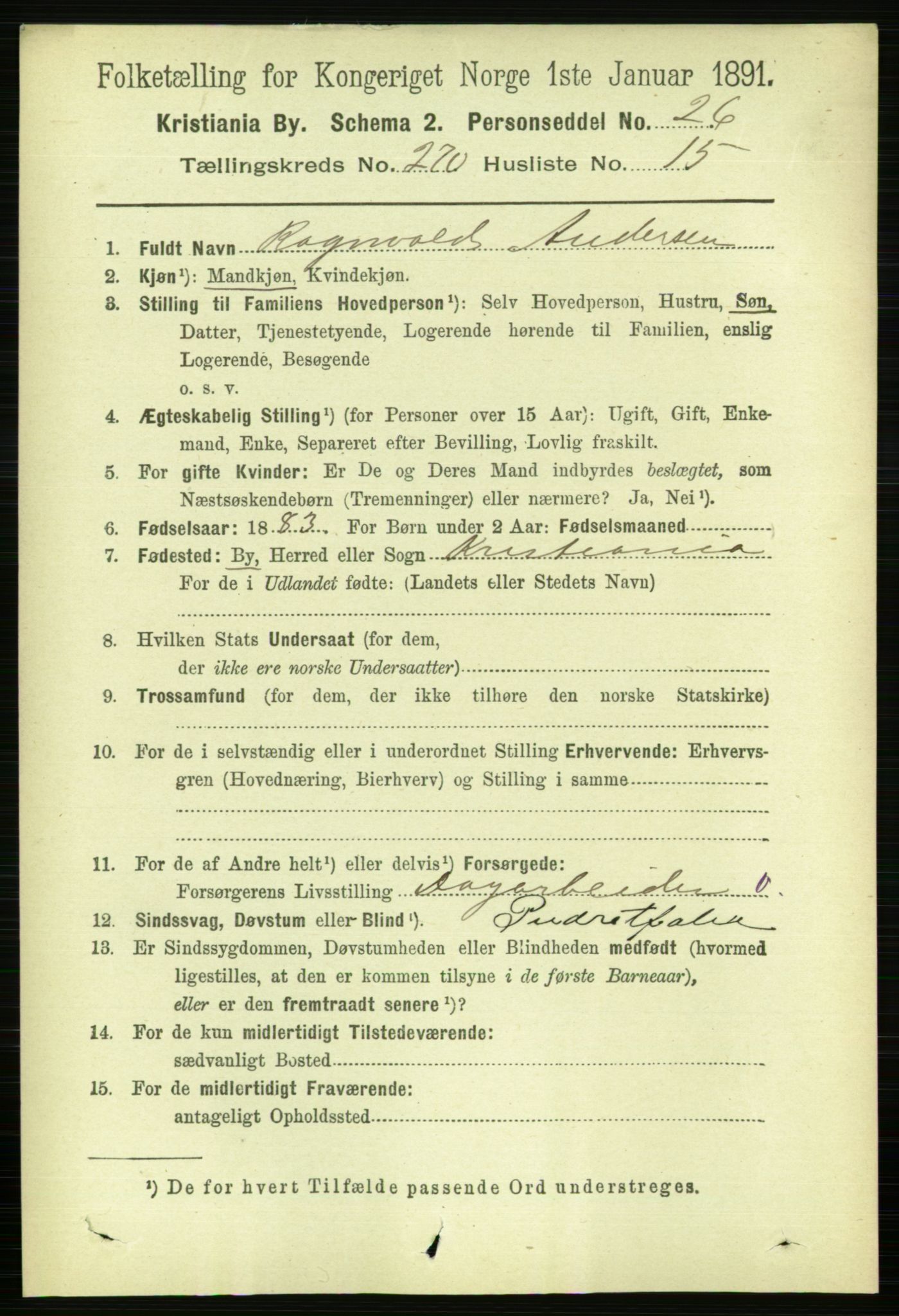 RA, 1891 census for 0301 Kristiania, 1891, p. 164337